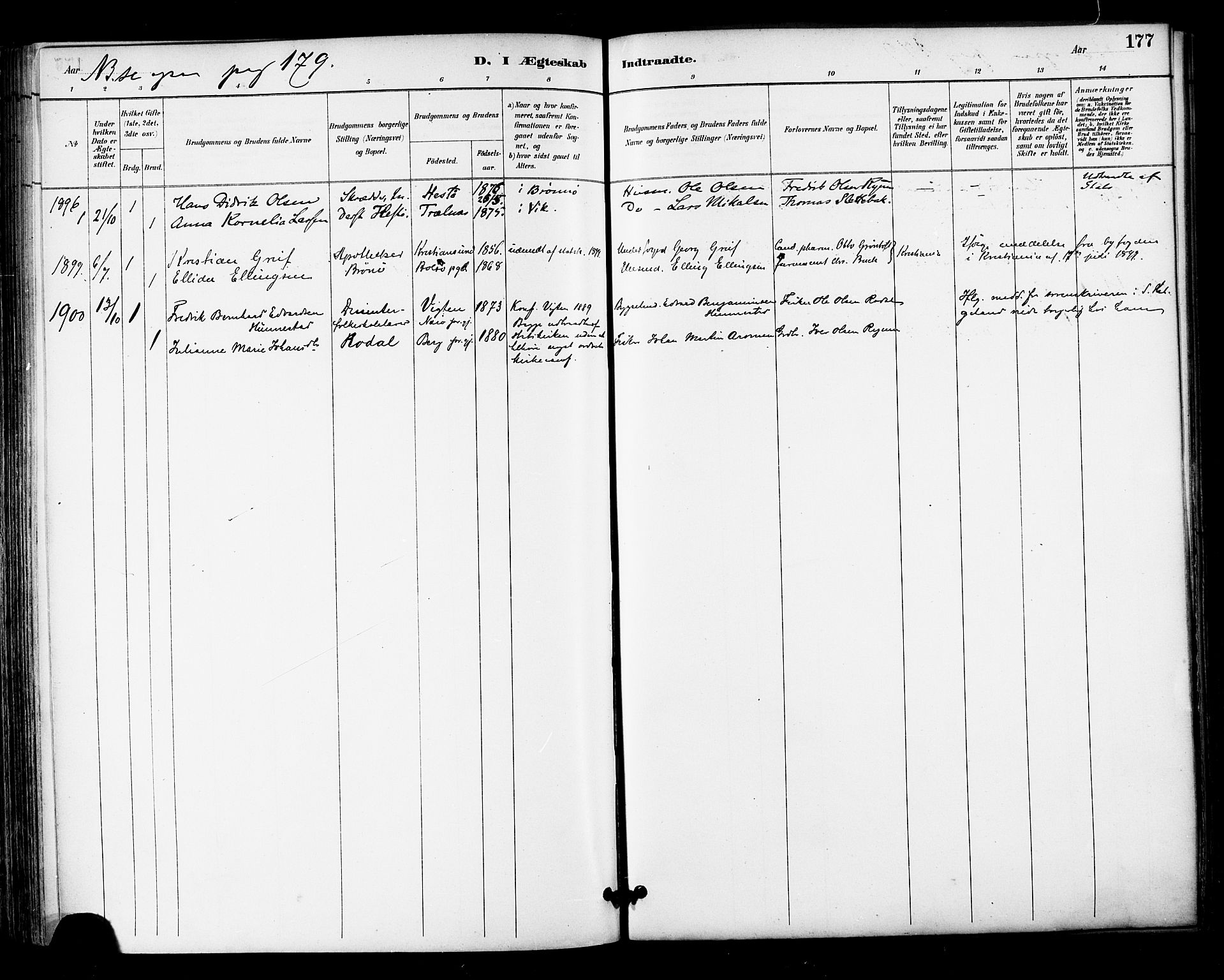 Ministerialprotokoller, klokkerbøker og fødselsregistre - Nordland, SAT/A-1459/813/L0200: Ministerialbok nr. 813A10, 1886-1900, s. 177