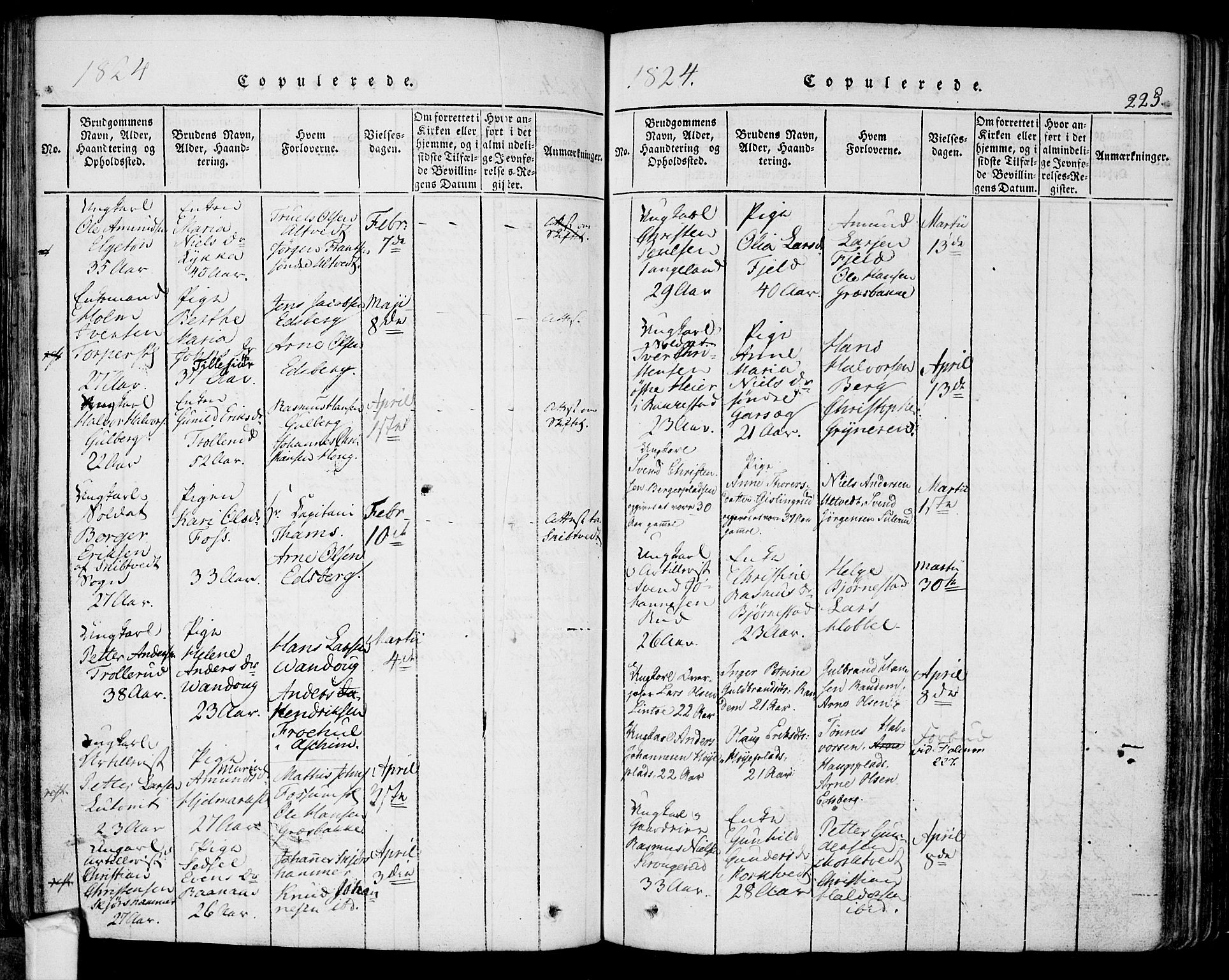 Eidsberg prestekontor Kirkebøker, AV/SAO-A-10905/F/Fa/L0007: Ministerialbok nr. I 7, 1814-1832, s. 225