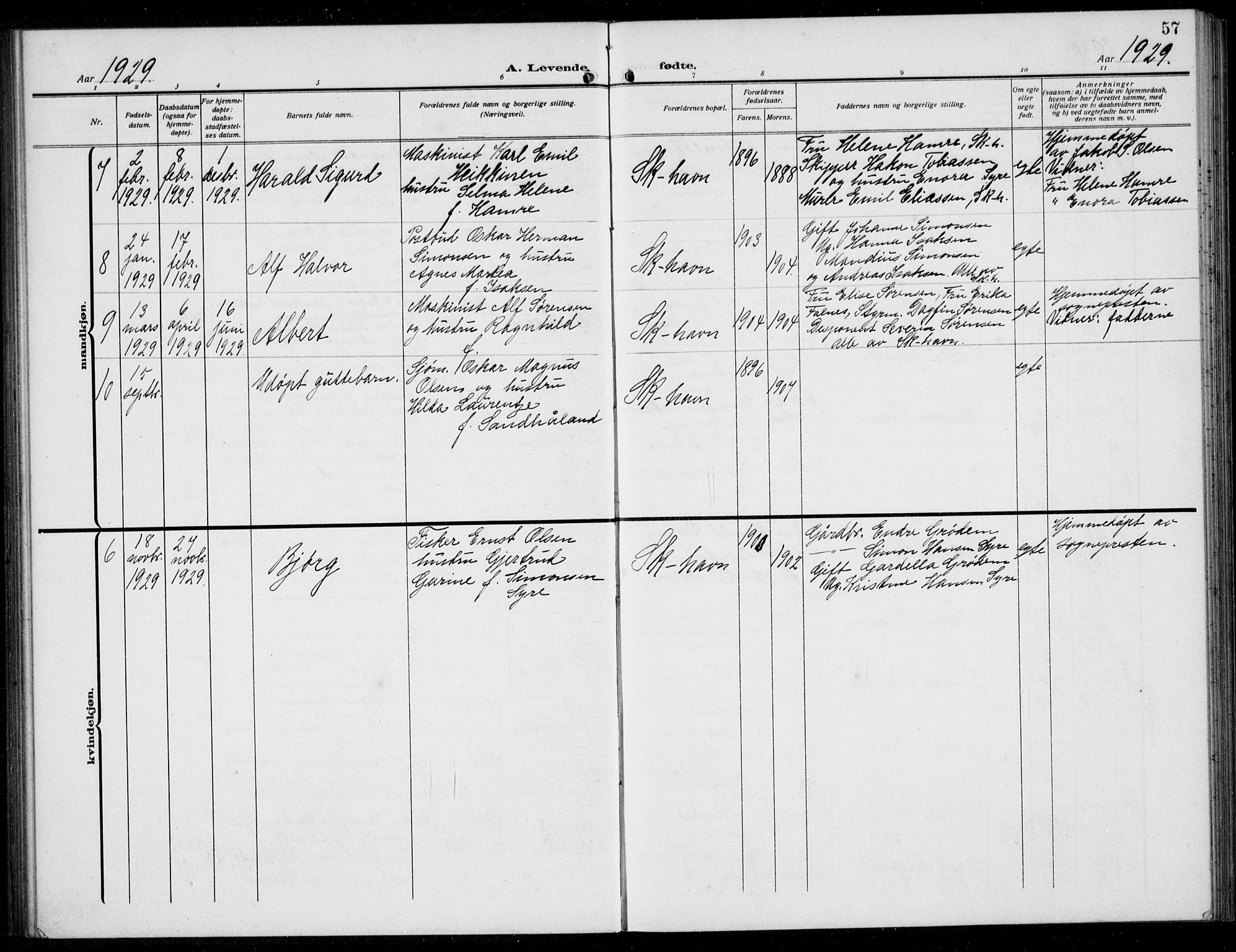 Skudenes sokneprestkontor, AV/SAST-A -101849/H/Ha/Hab/L0010: Klokkerbok nr. B 10, 1908-1936, s. 57