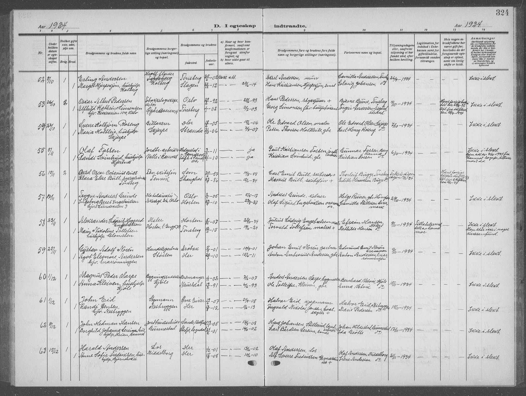 Nøtterøy kirkebøker, AV/SAKO-A-354/G/Ga/L0006: Klokkerbok nr. I 6, 1925-1939, s. 324