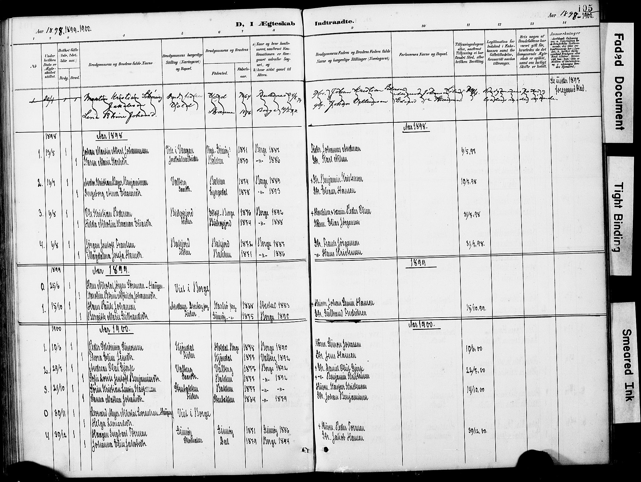 Ministerialprotokoller, klokkerbøker og fødselsregistre - Nordland, SAT/A-1459/884/L1197: Klokkerbok nr. 884C03, 1888-1926, s. 105