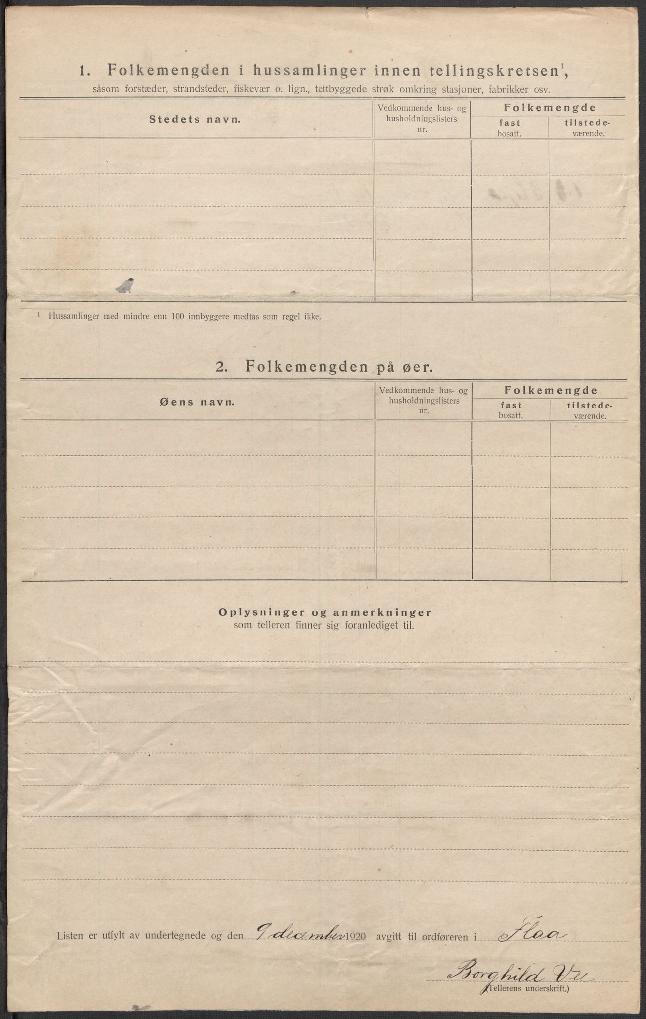 SAKO, Folketelling 1920 for 0615 Flå herred, 1920, s. 18