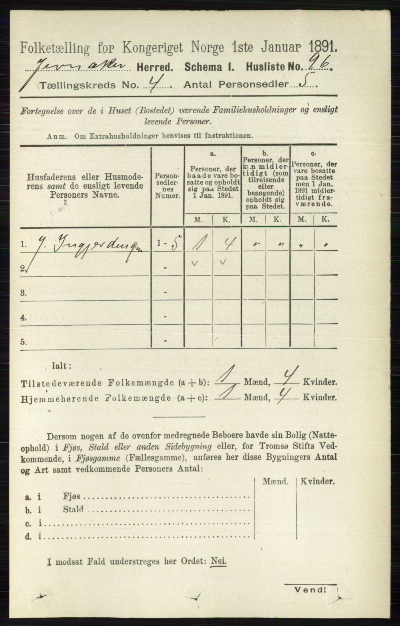 RA, Folketelling 1891 for 0532 Jevnaker herred, 1891, s. 1732