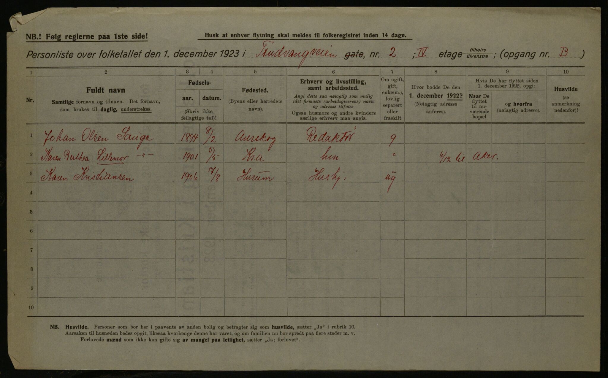 OBA, Kommunal folketelling 1.12.1923 for Kristiania, 1923, s. 129206