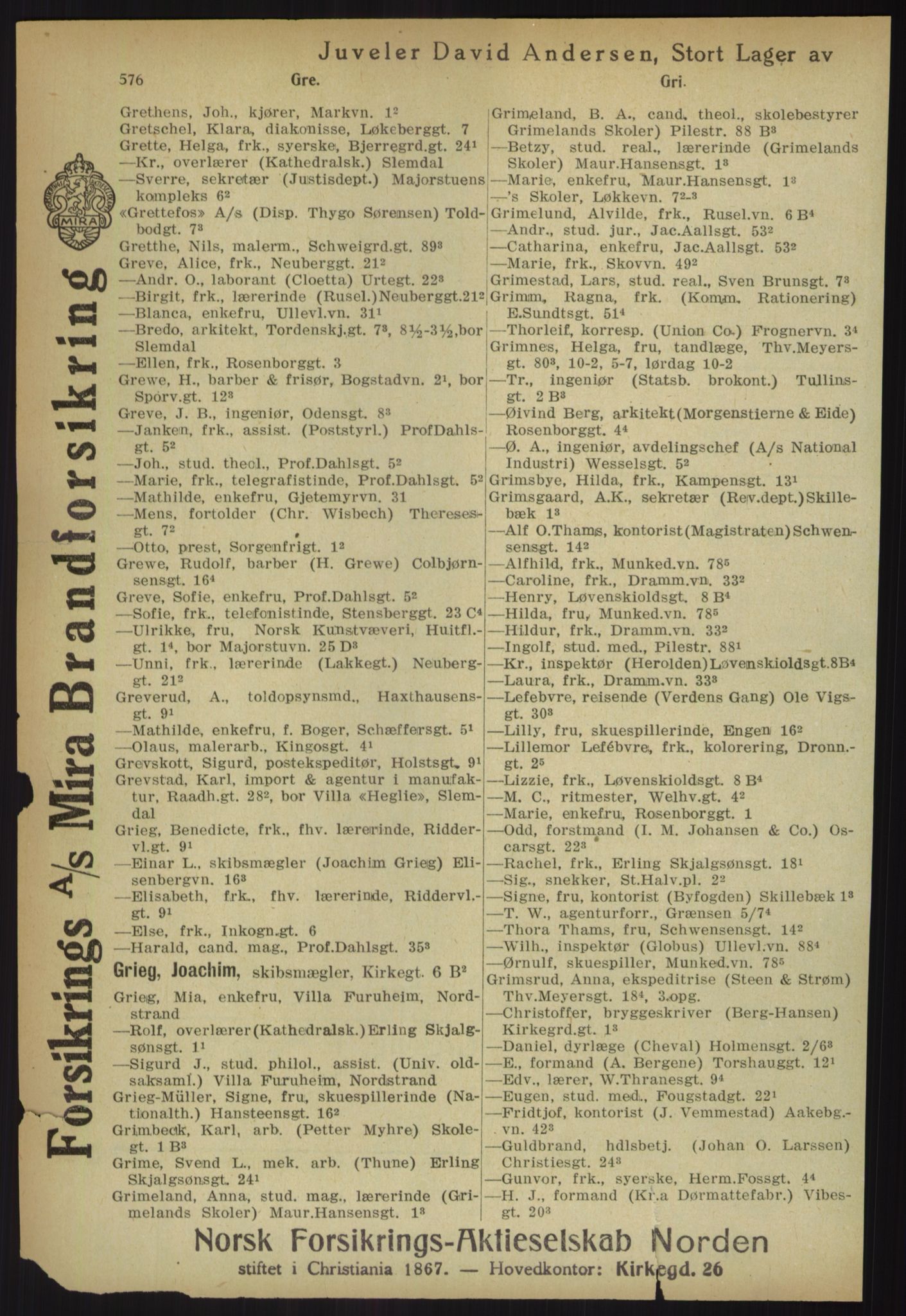 Kristiania/Oslo adressebok, PUBL/-, 1918, s. 601