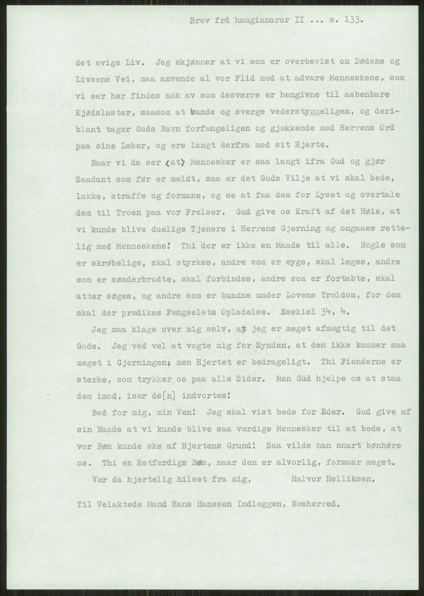 Samlinger til kildeutgivelse, Haugianerbrev, AV/RA-EA-6834/F/L0002: Haugianerbrev II: 1805-1821, 1805-1821, s. 133