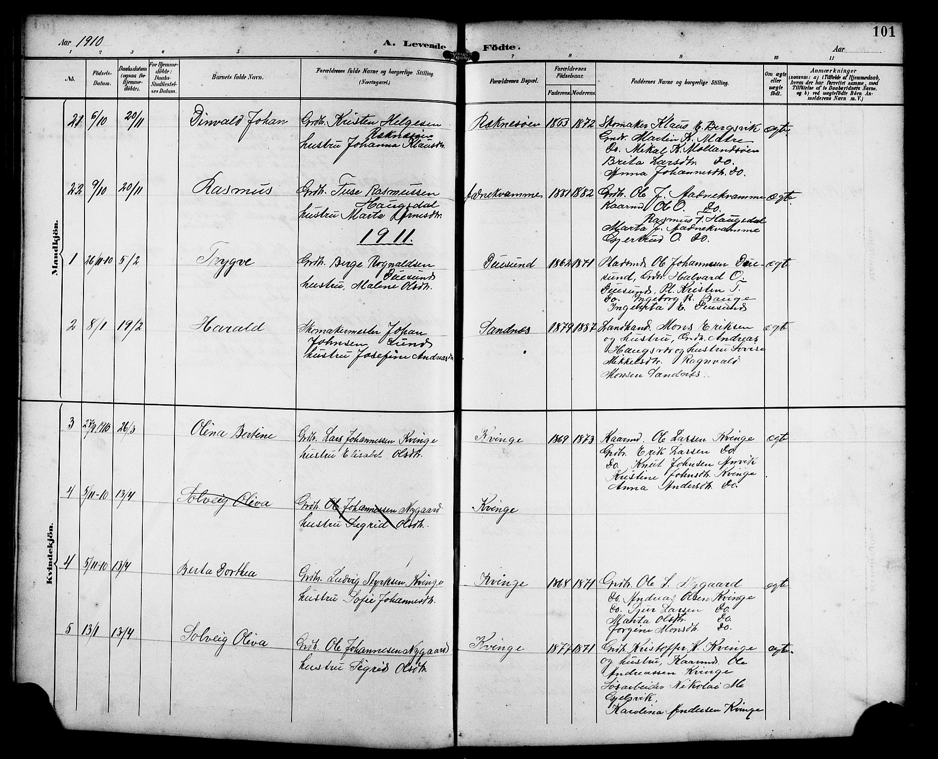 Masfjorden sokneprestembete, AV/SAB-A-77001: Klokkerbok nr. B 1, 1892-1913, s. 101