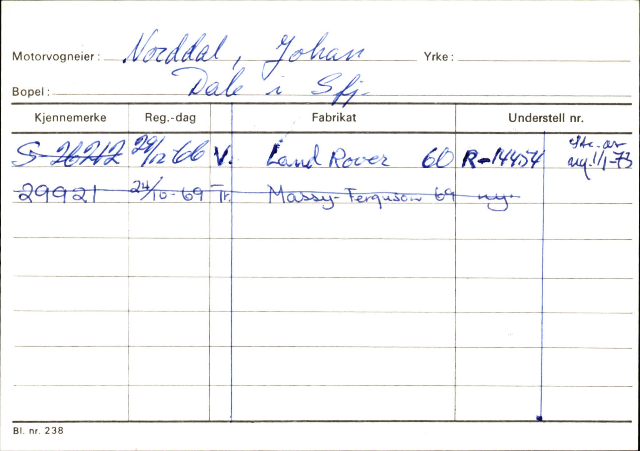 Statens vegvesen, Sogn og Fjordane vegkontor, SAB/A-5301/4/F/L0125: Eigarregister Sogndal V-Å. Aurland A-Å. Fjaler A-N, 1945-1975, s. 2671