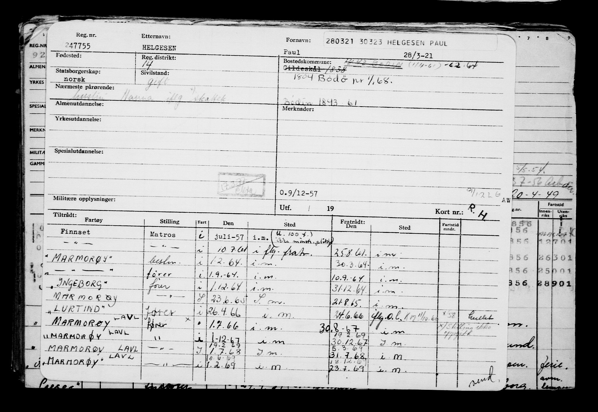 Direktoratet for sjømenn, AV/RA-S-3545/G/Gb/L0191: Hovedkort, 1921, s. 734