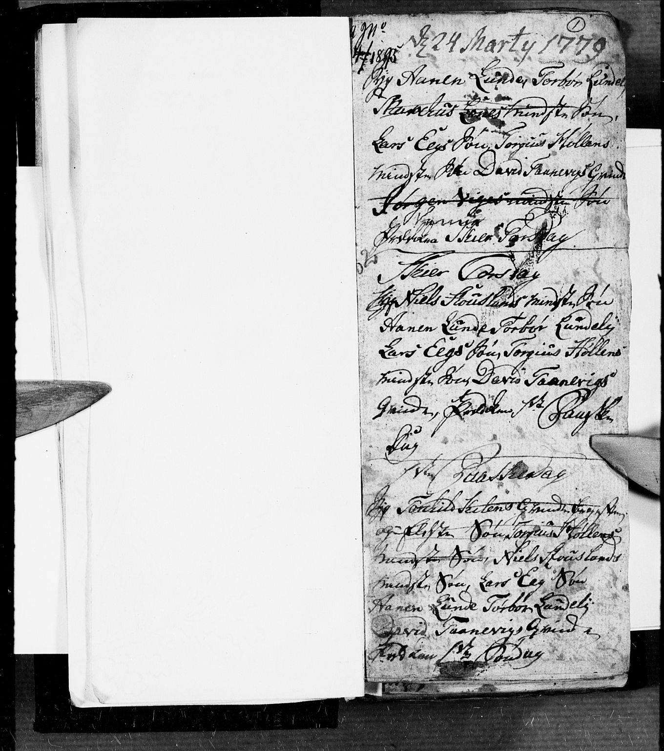 Søgne sokneprestkontor, AV/SAK-1111-0037/F/Fb/Fbb/L0001: Klokkerbok nr. B 1, 1779-1802, s. 1