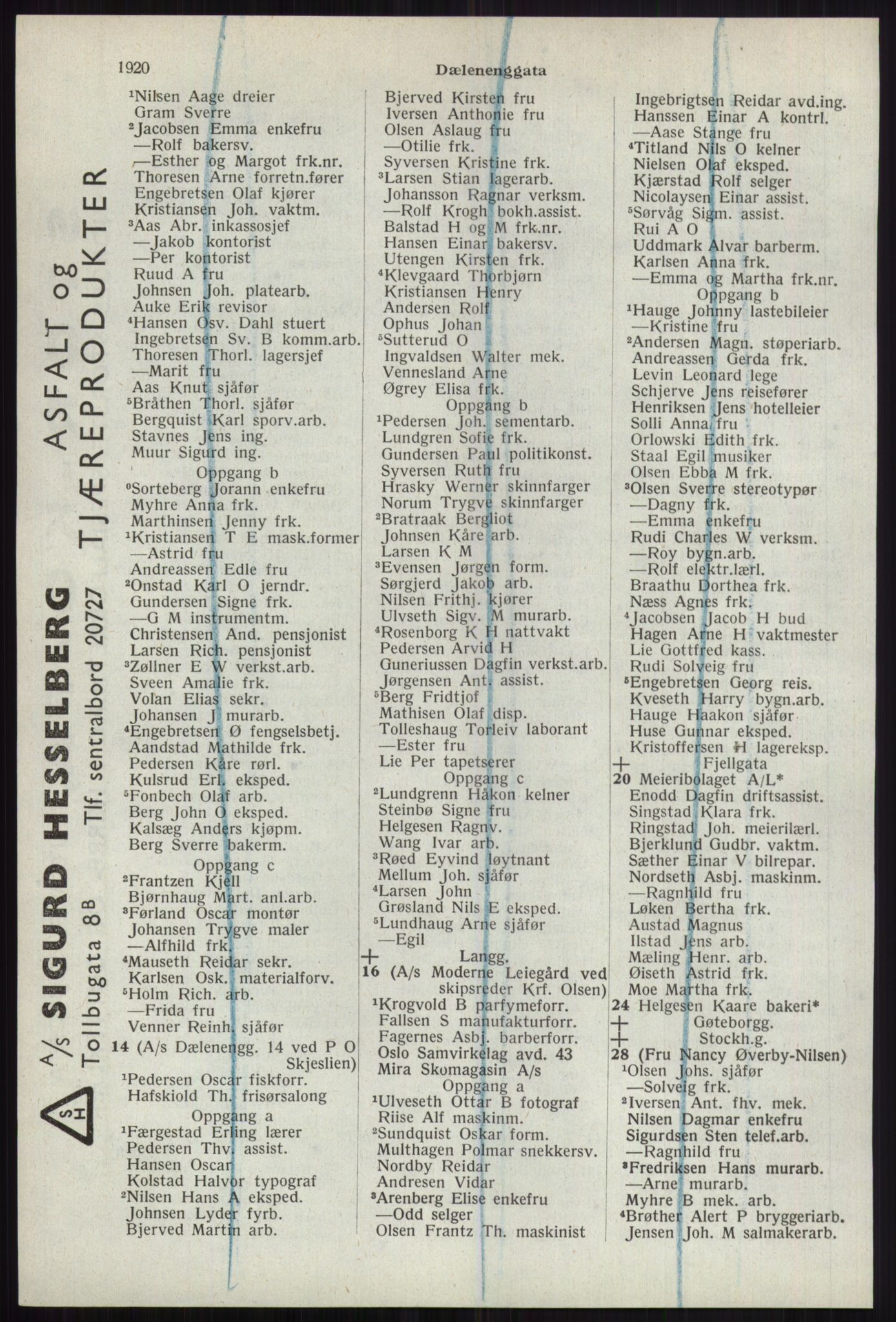 Kristiania/Oslo adressebok, PUBL/-, 1941, s. 1920