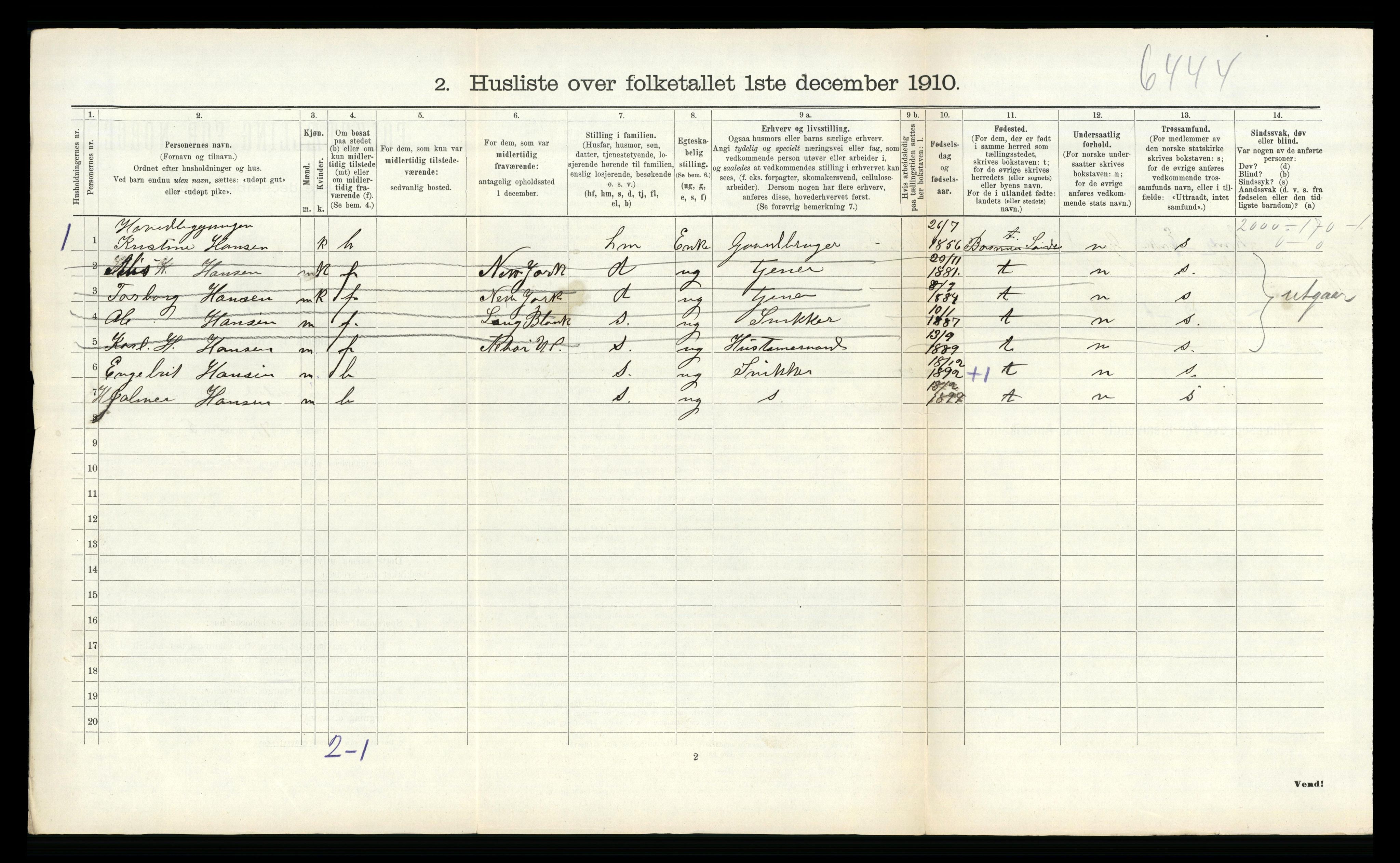 RA, Folketelling 1910 for 0913 Søndeled herred, 1910, s. 287