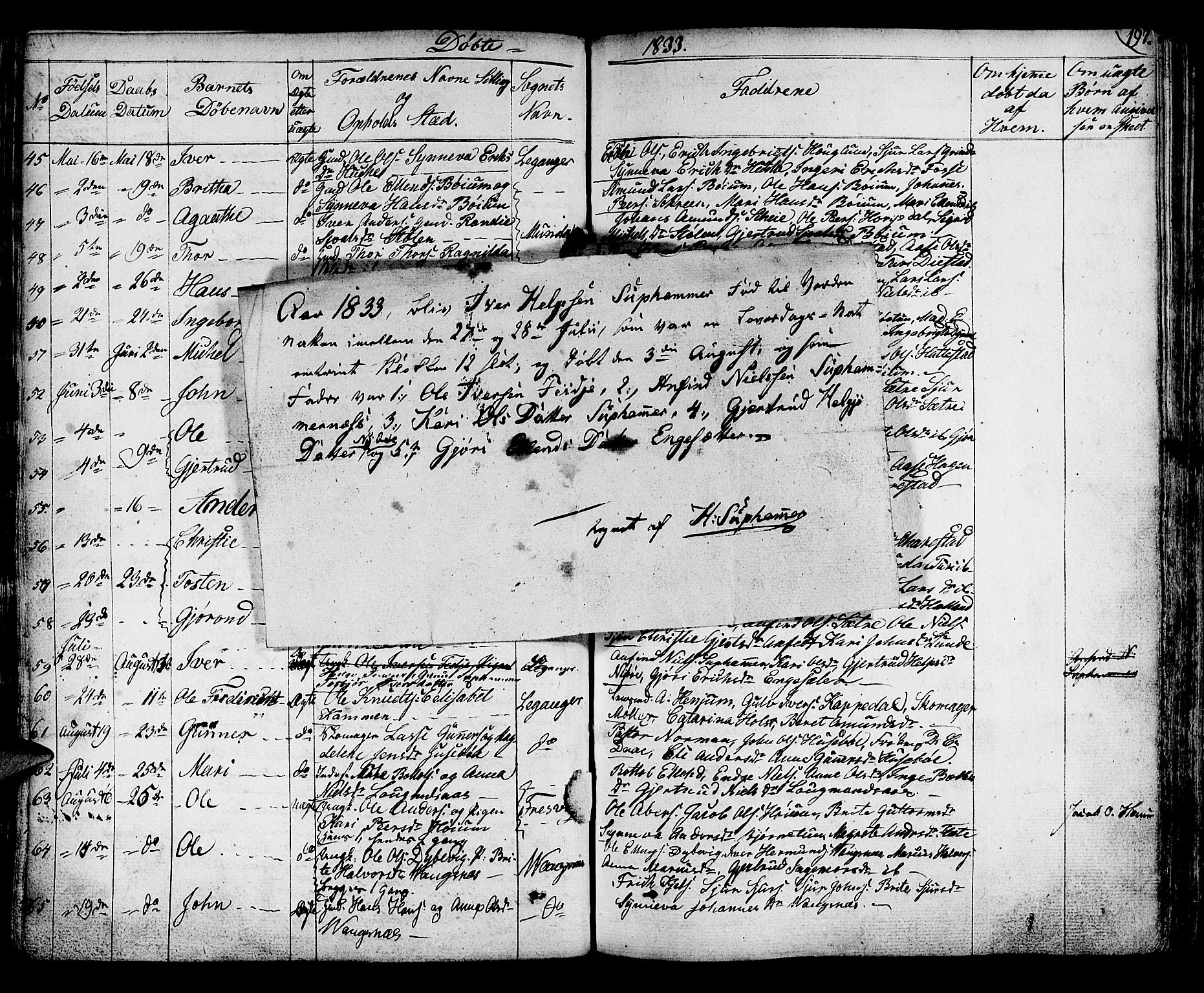 Leikanger sokneprestembete, AV/SAB-A-81001/H/Haa/Haaa/L0006: Ministerialbok nr. A 6, 1810-1838, s. 197