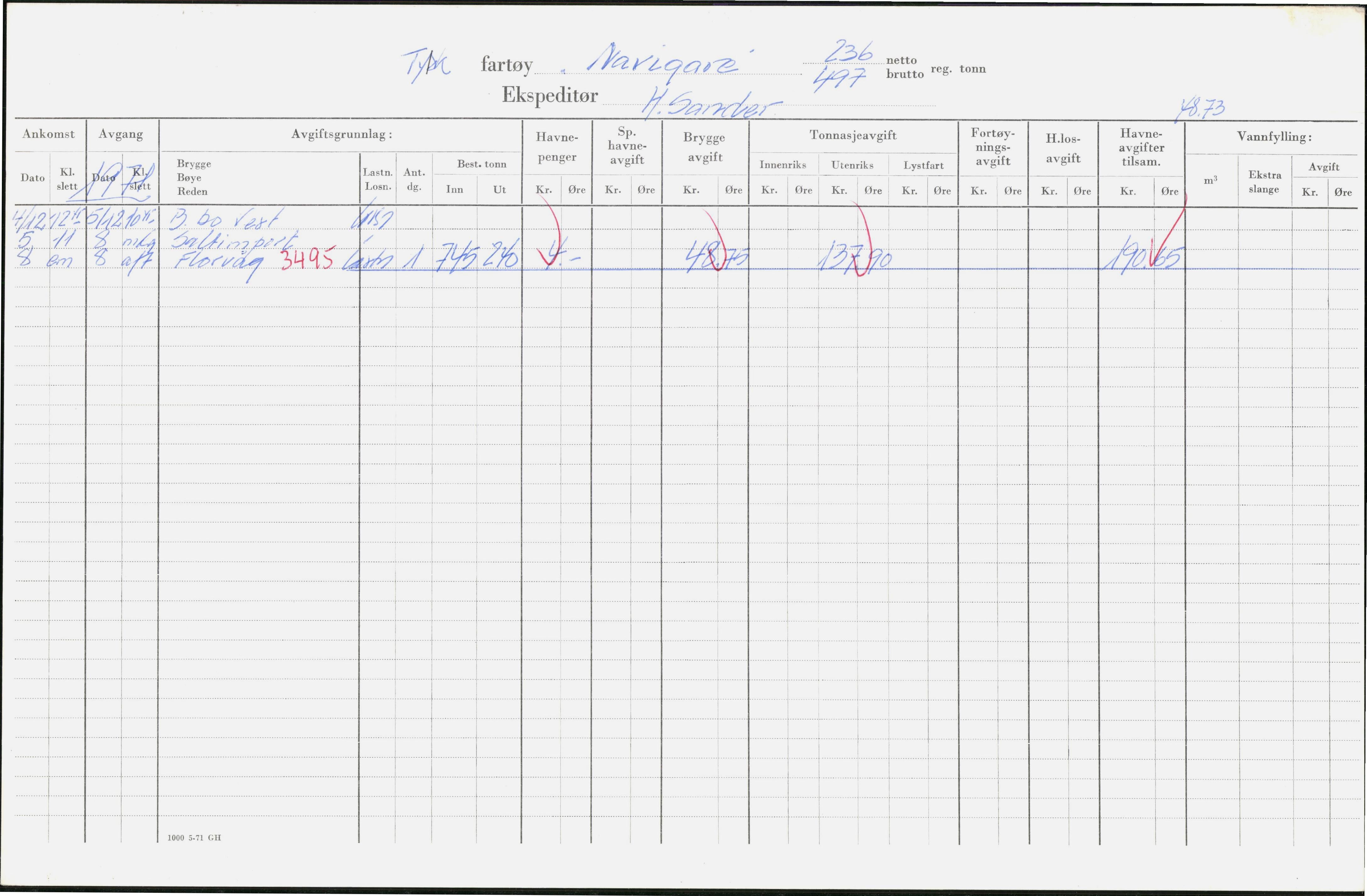 Bergen kommune. Havnekontor/havnefogd, BBA/A-0742/H/Ha/Hac/L0039: Skipsregister Nautius-Norad, 1941-1975