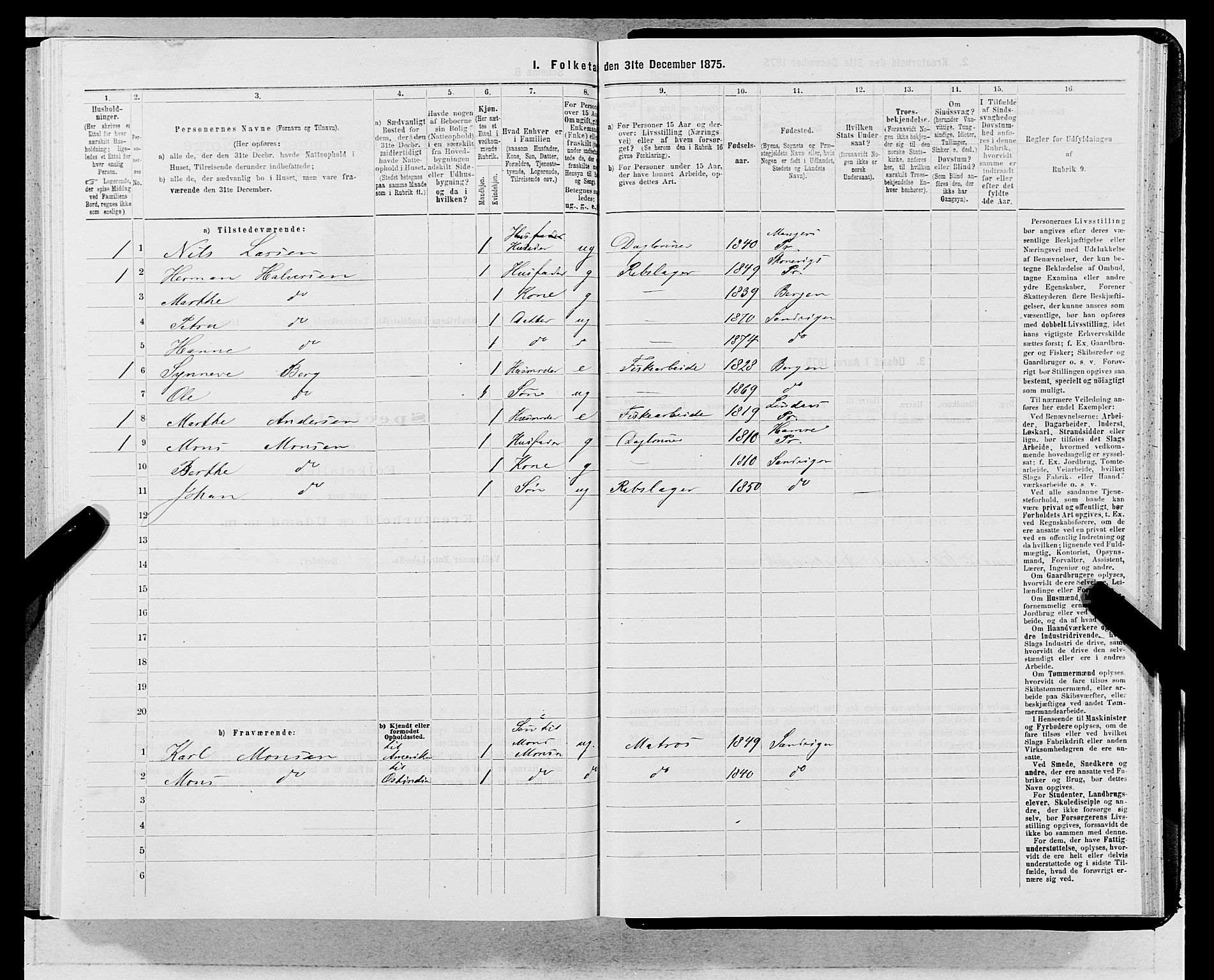 SAB, Folketelling 1875 for 1281L Bergen landdistrikt, Domkirkens landsokn og Sandvikens landsokn, 1875, s. 342