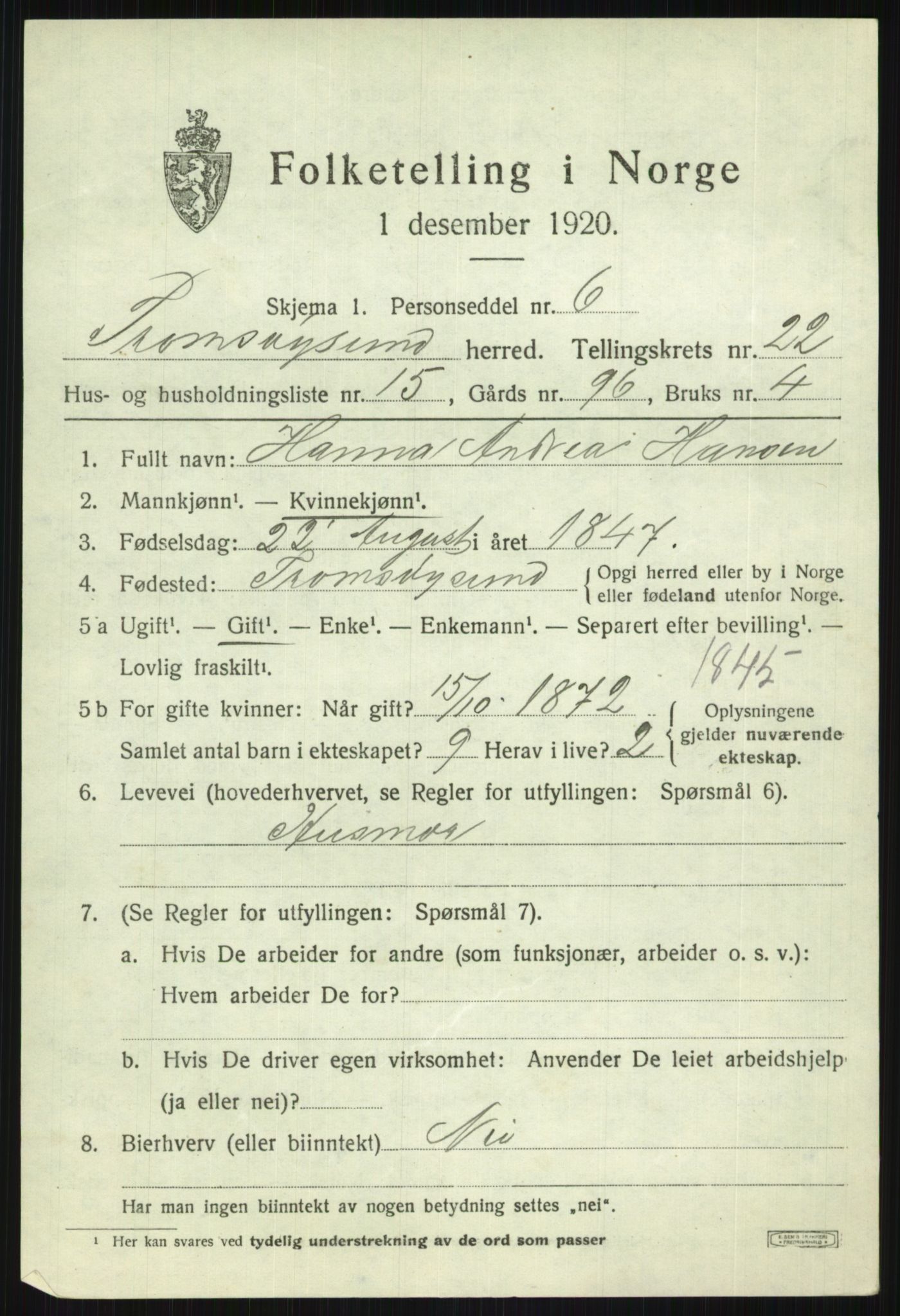 SATØ, Folketelling 1920 for 1934 Tromsøysund herred, 1920, s. 11488