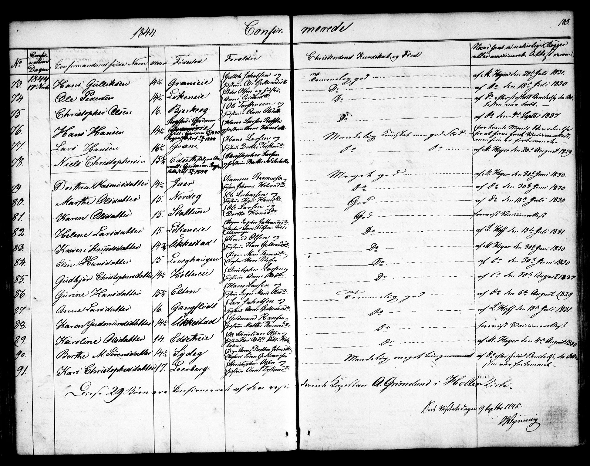 Nannestad prestekontor Kirkebøker, AV/SAO-A-10414a/F/Fa/L0010: Ministerialbok nr. I 10, 1840-1850, s. 103