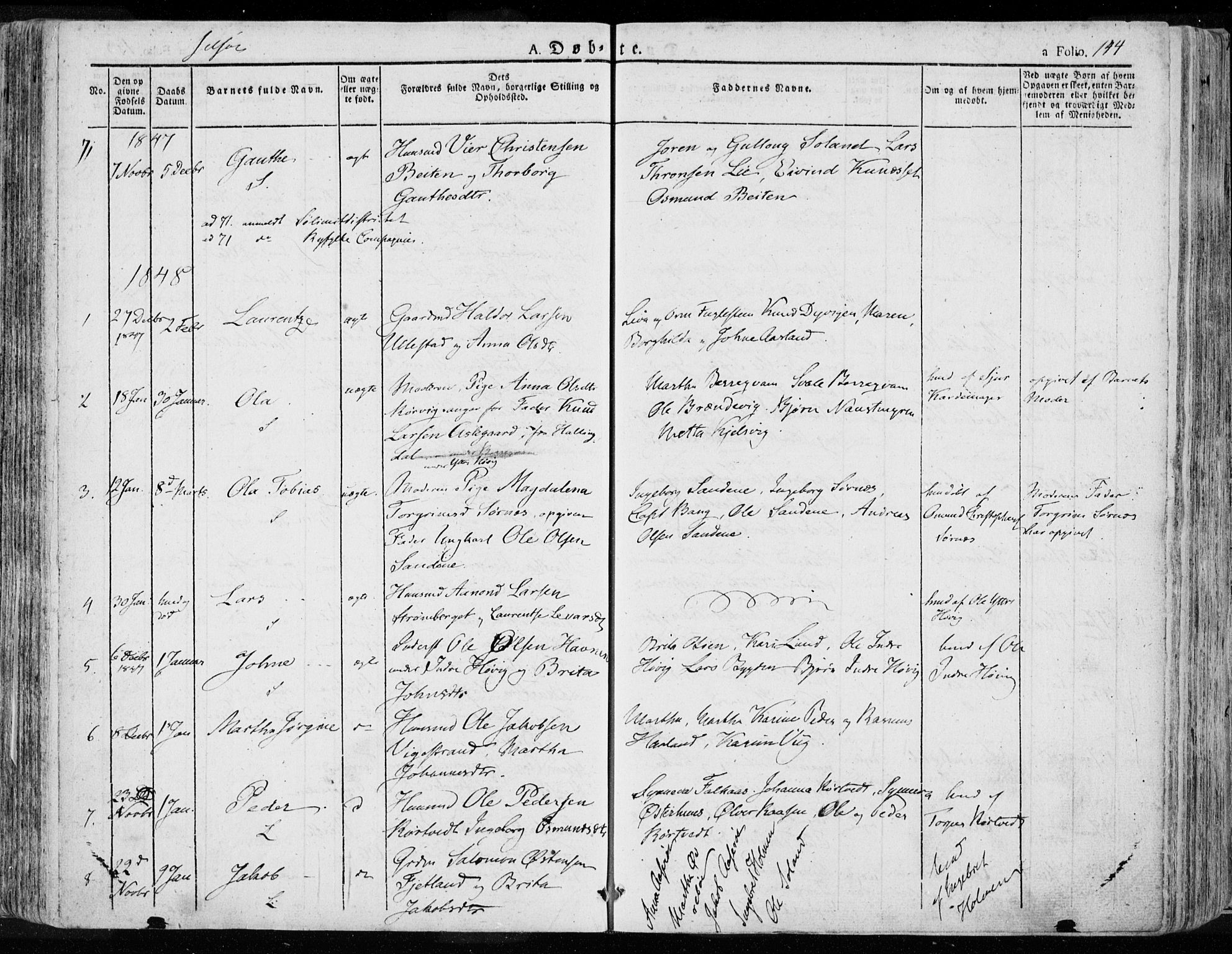 Jelsa sokneprestkontor, AV/SAST-A-101842/01/IV: Ministerialbok nr. A 6.1, 1828-1853, s. 144