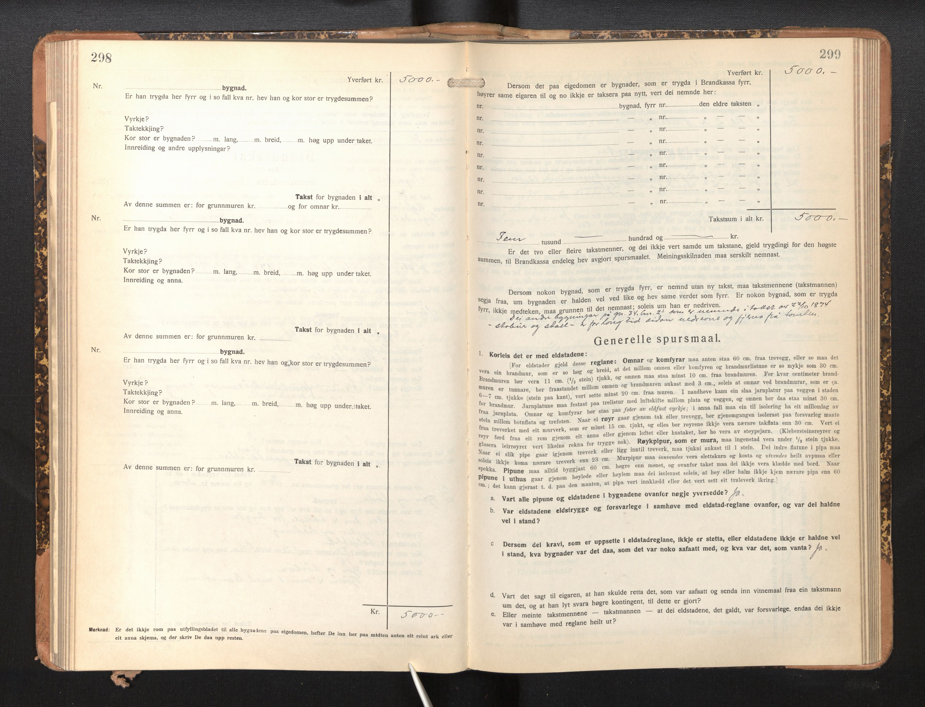 Lensmannen i Sogndal, SAB/A-29901/0012/L0013: Branntakstprotokoll, skjematakst, 1931-1938, s. 298-299