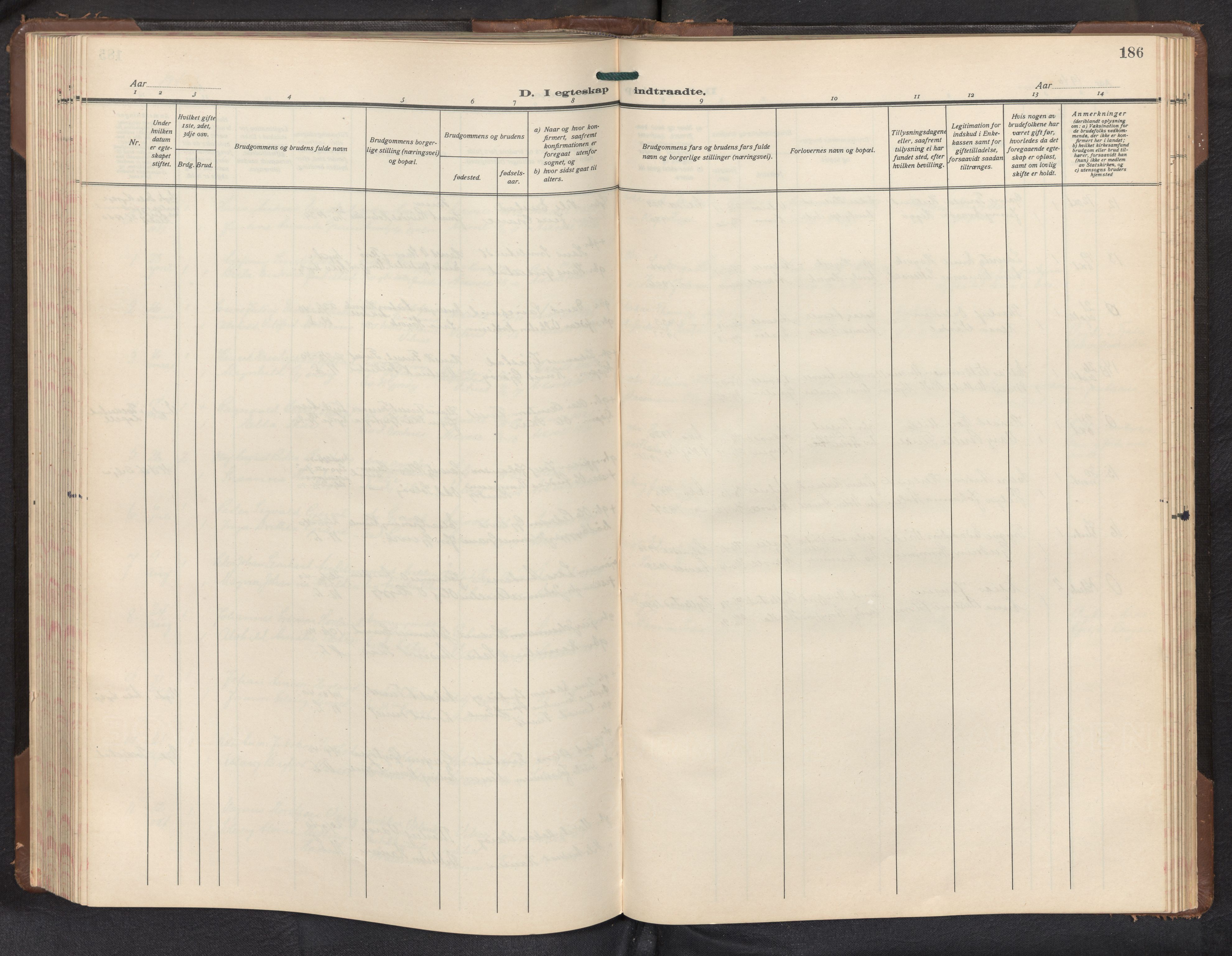 Askvoll sokneprestembete, AV/SAB-A-79501/H/Hab/Haba/L0005: Klokkerbok nr. A 5, 1929-1954, s. 185b-186a