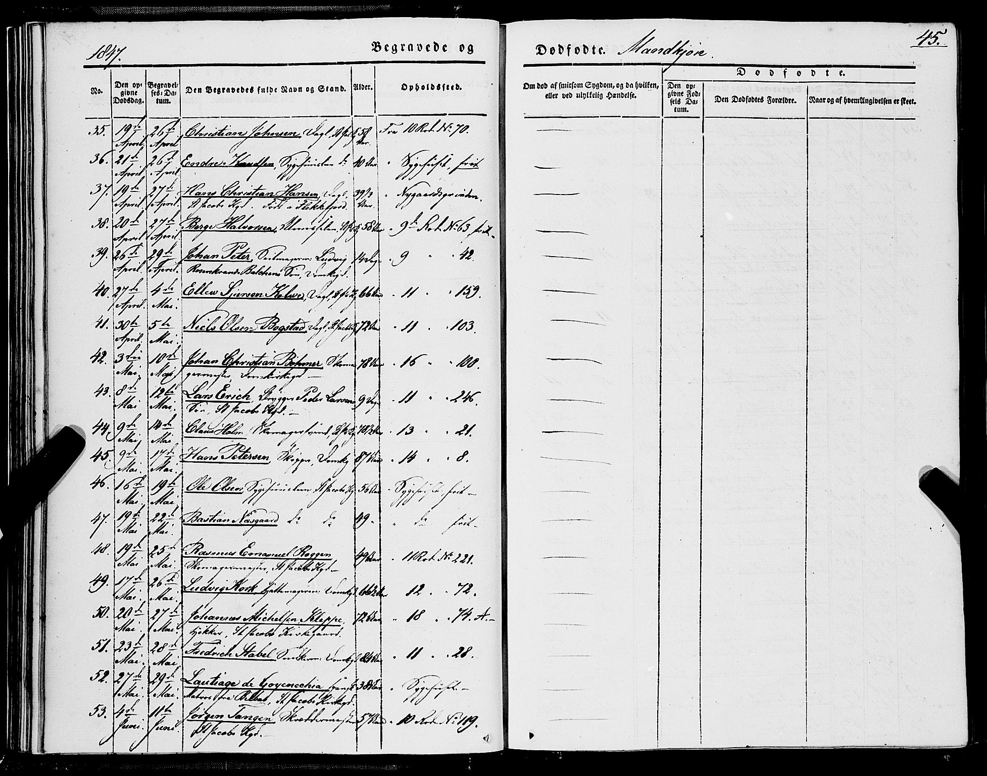 Domkirken sokneprestembete, SAB/A-74801/H/Haa/L0040: Ministerialbok nr. E 1, 1841-1853, s. 45