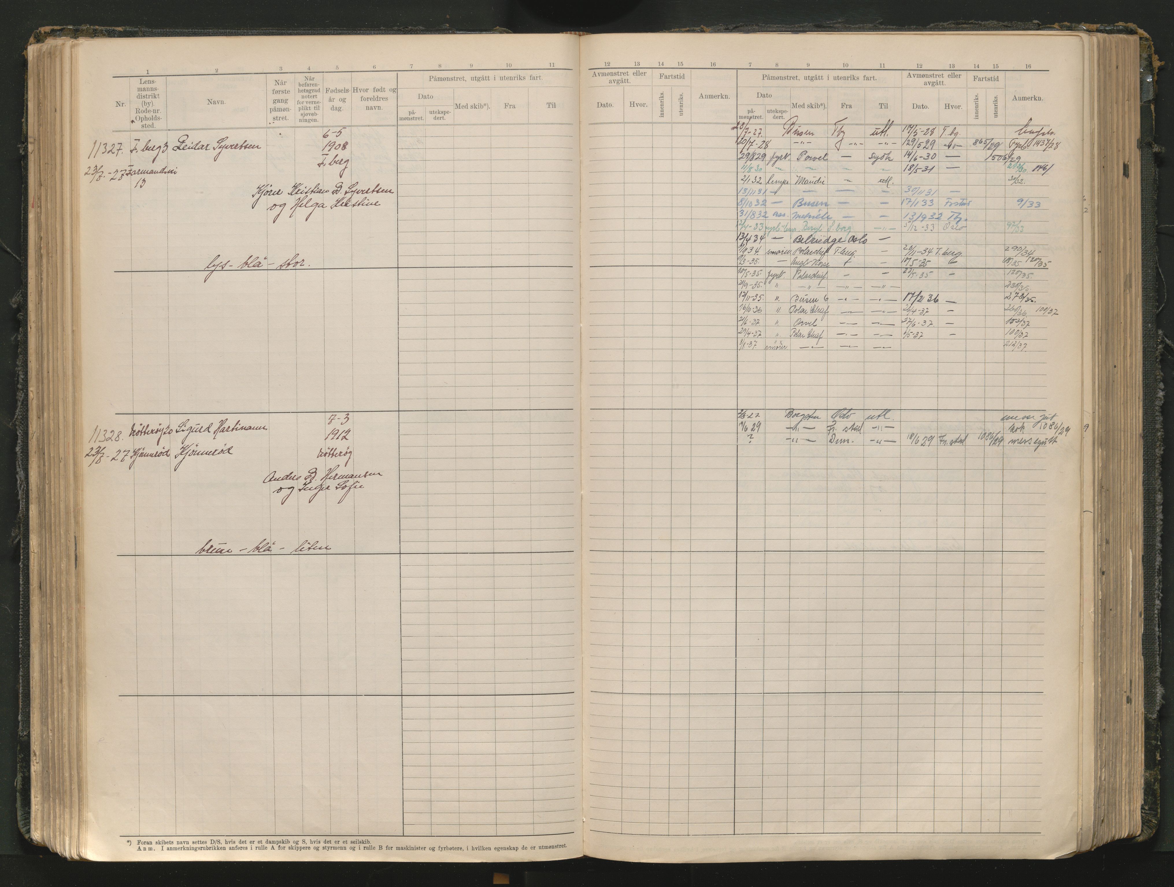 Tønsberg innrulleringskontor, AV/SAKO-A-786/F/Fc/Fcb/L0012: Hovedrulle Patent nr. 10828-12216, 1925-1948