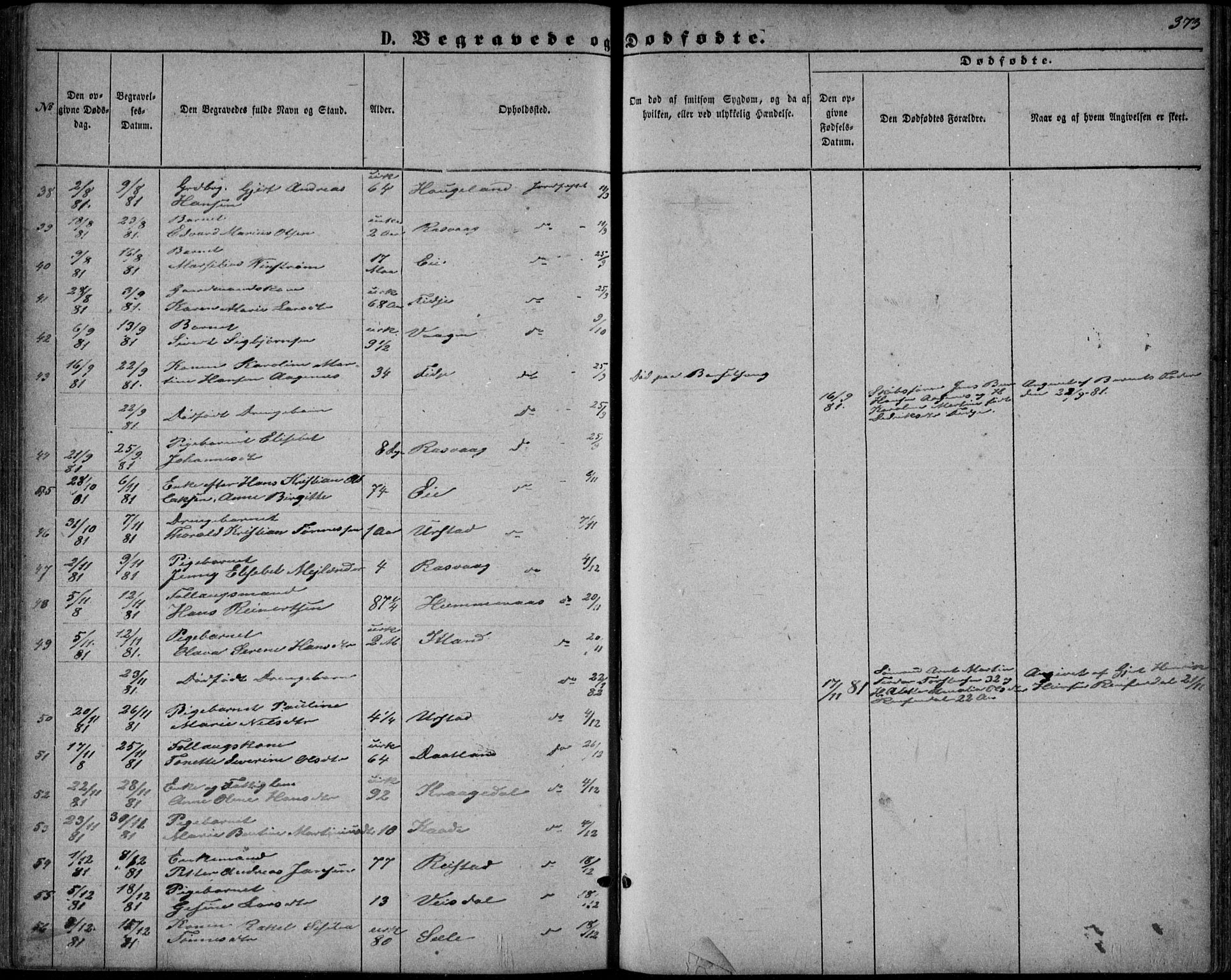 Flekkefjord sokneprestkontor, AV/SAK-1111-0012/F/Fb/Fbb/L0003: Klokkerbok nr. B 3, 1867-1889, s. 373