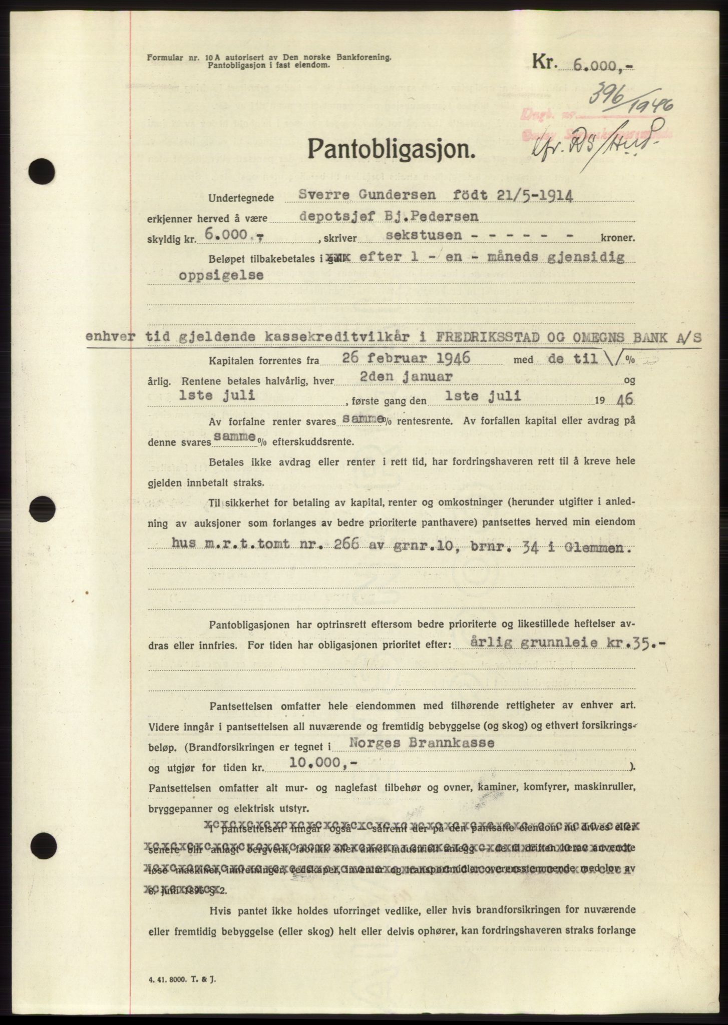 Onsøy sorenskriveri, SAO/A-10474/G/Ga/Gac/L0004: Pantebok nr. B4, 1944-1946, Dagboknr: 396/1946