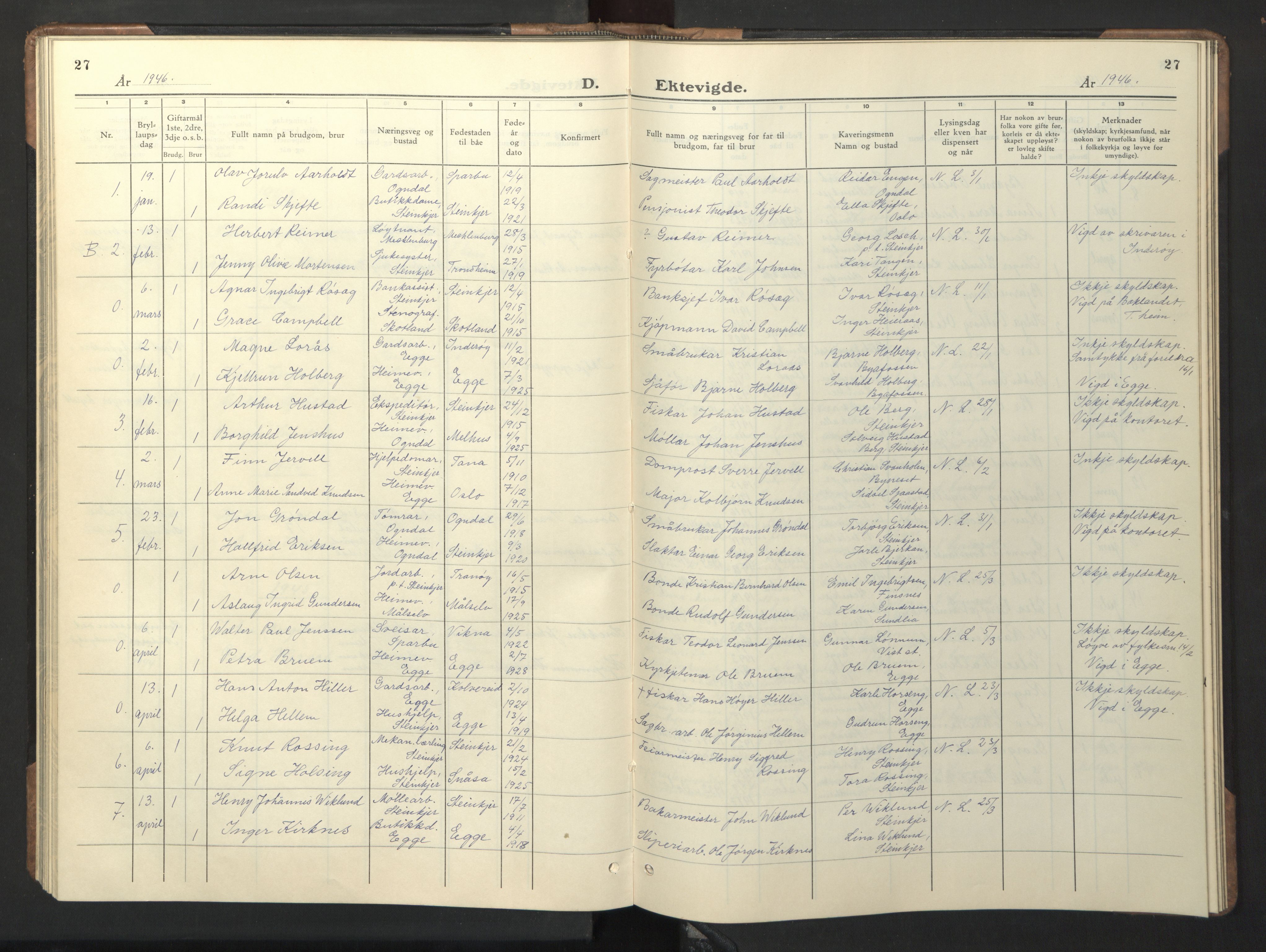 Ministerialprotokoller, klokkerbøker og fødselsregistre - Nord-Trøndelag, AV/SAT-A-1458/739/L0377: Klokkerbok nr. 739C05, 1940-1947, s. 27