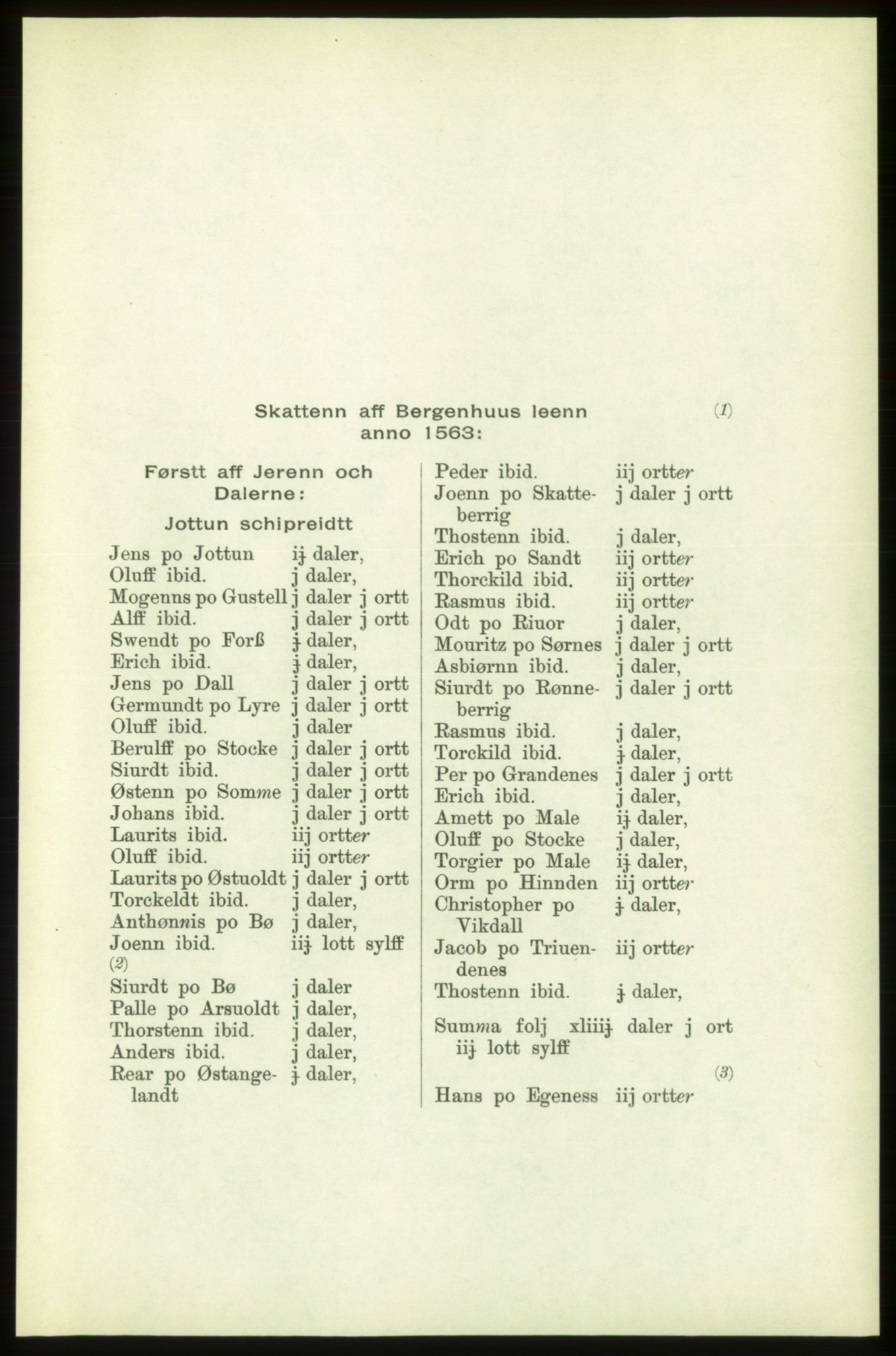 Publikasjoner utgitt av Arkivverket, PUBL/PUBL-001/C/0003: Bind 3: Skatten av Bergenhus len 1563, 1563, s. 3