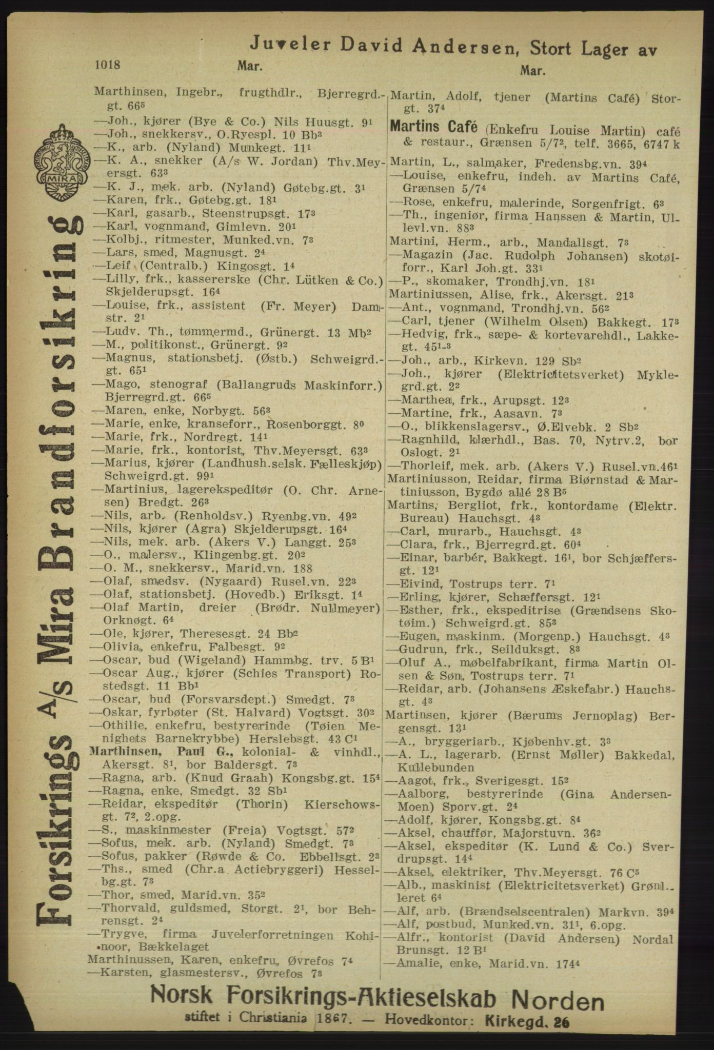 Kristiania/Oslo adressebok, PUBL/-, 1918, s. 1043