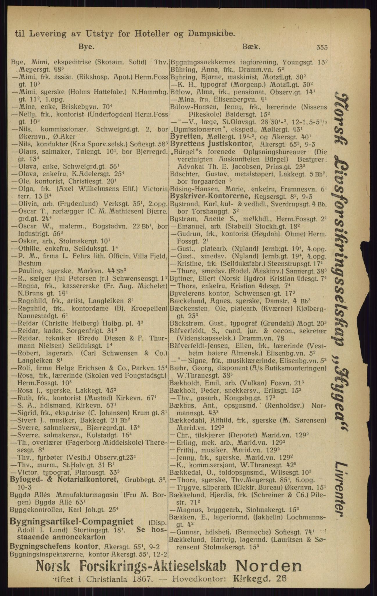 Kristiania/Oslo adressebok, PUBL/-, 1916, s. 353