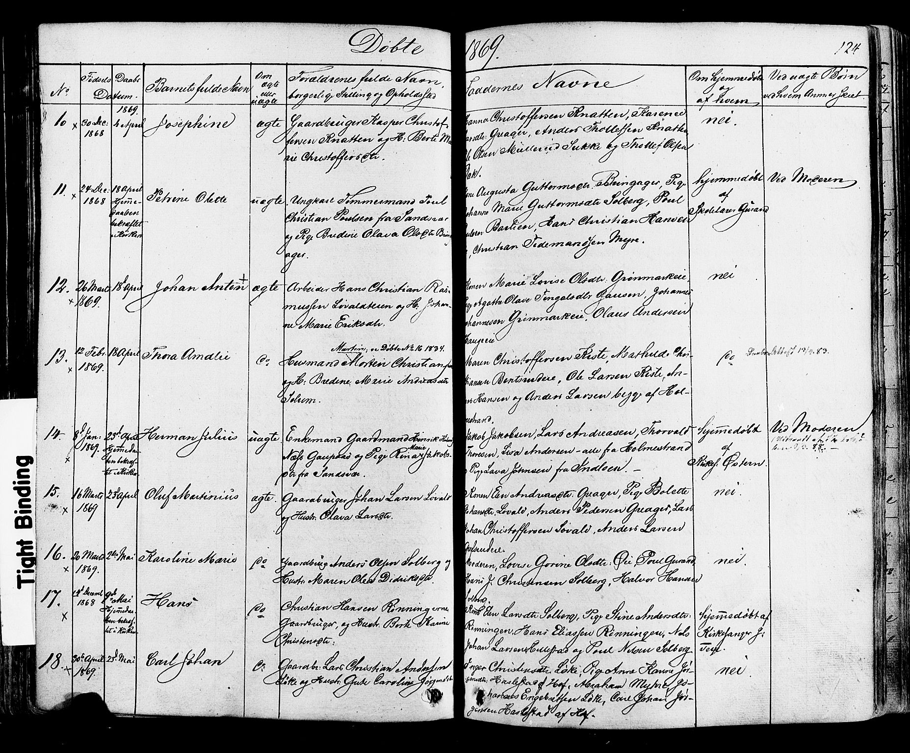 Botne kirkebøker, SAKO/A-340/F/Fa/L0006: Ministerialbok nr. I 6, 1836-1877, s. 124