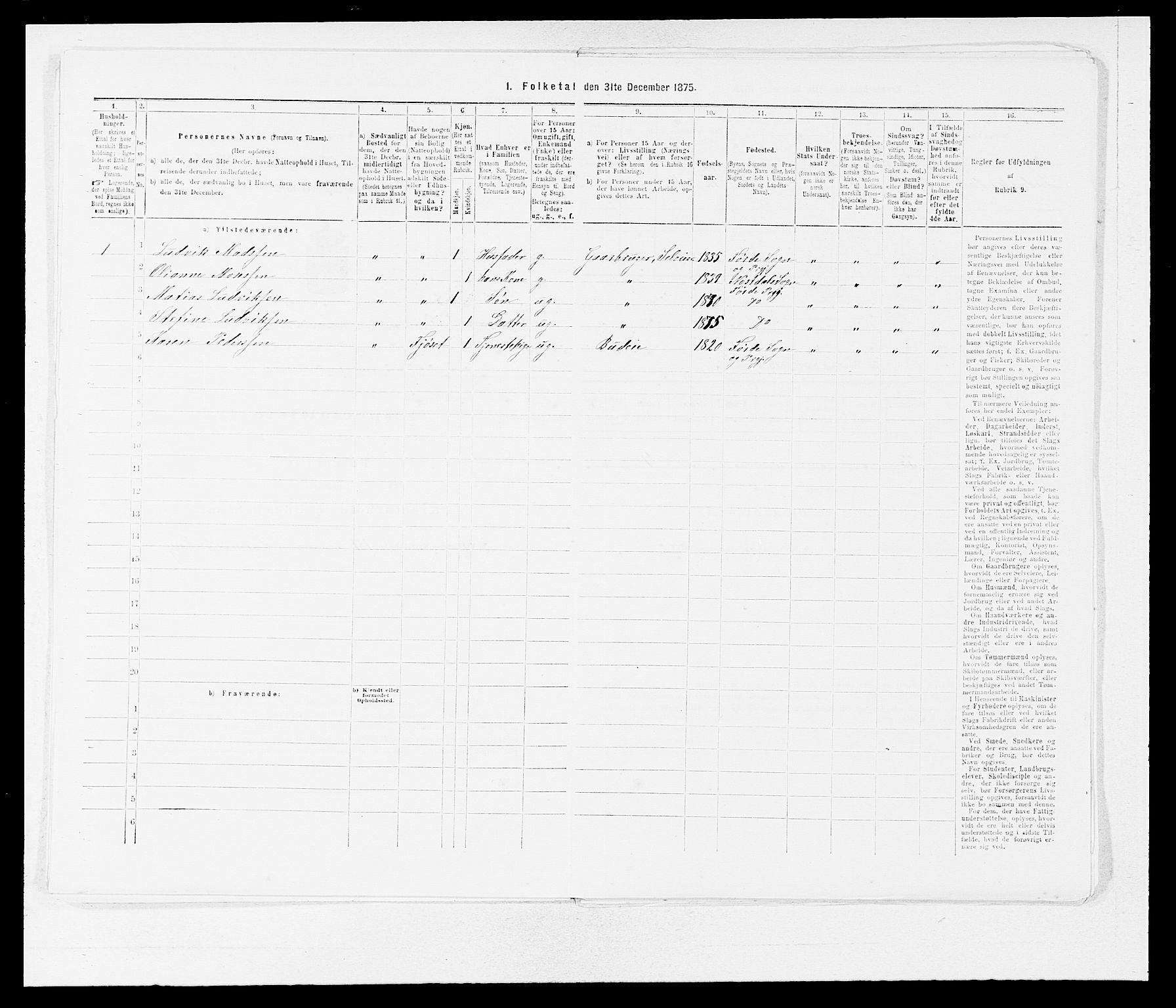 SAB, Folketelling 1875 for 1432P Førde prestegjeld, 1875, s. 1018