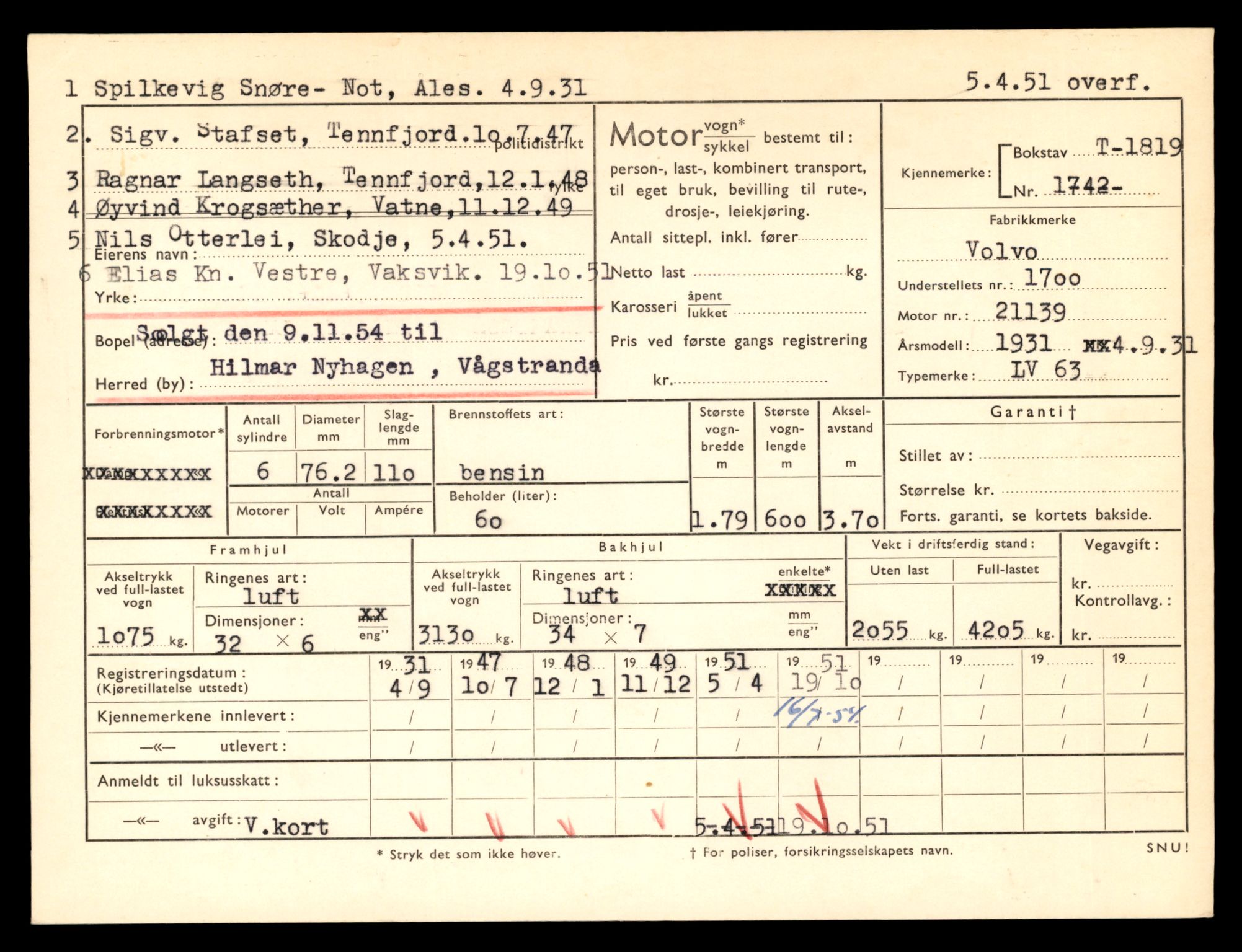 Møre og Romsdal vegkontor - Ålesund trafikkstasjon, AV/SAT-A-4099/F/Fe/L0015: Registreringskort for kjøretøy T 1700 - T 1850, 1927-1998, s. 2415