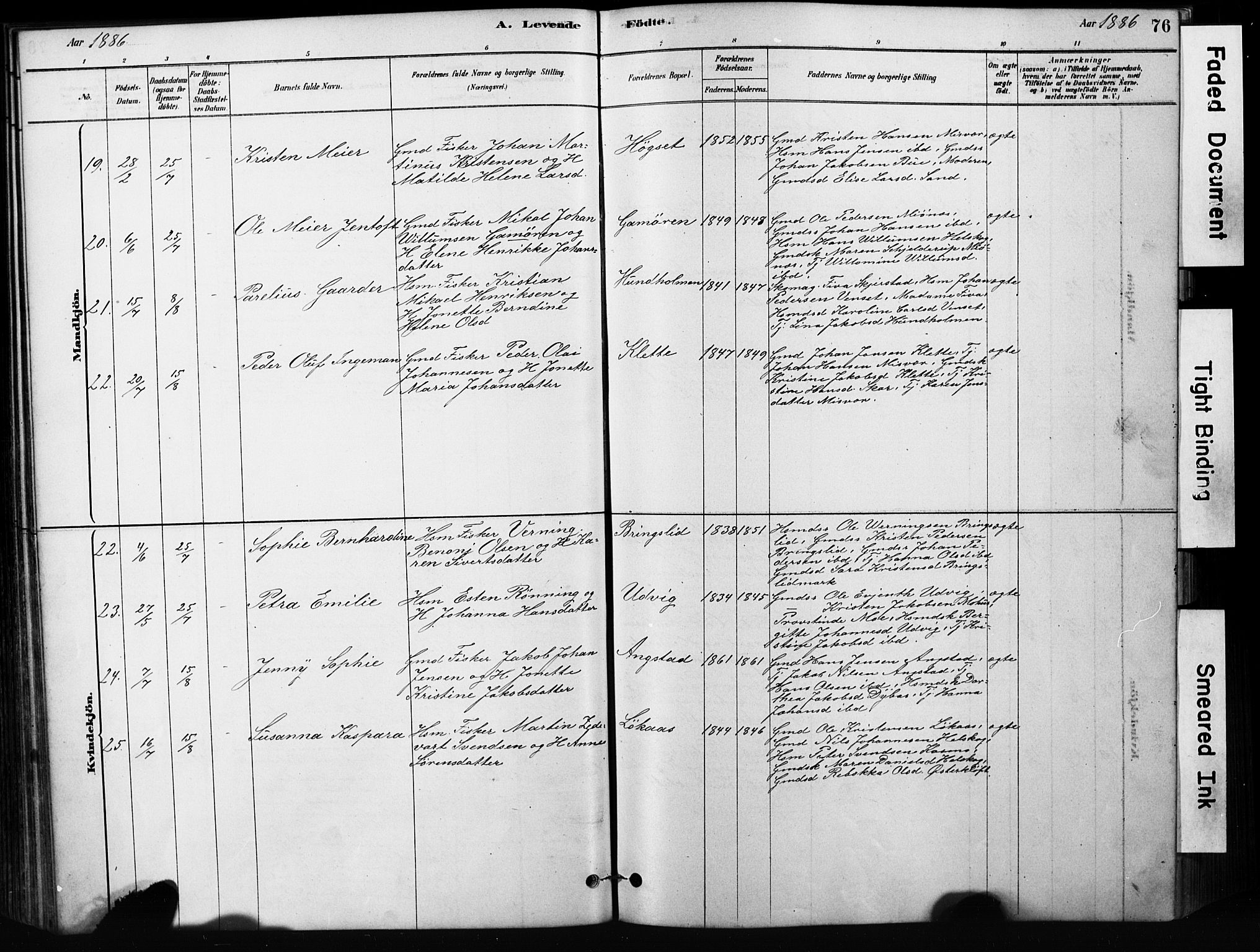 Ministerialprotokoller, klokkerbøker og fødselsregistre - Nordland, SAT/A-1459/852/L0754: Klokkerbok nr. 852C05, 1878-1894, s. 76