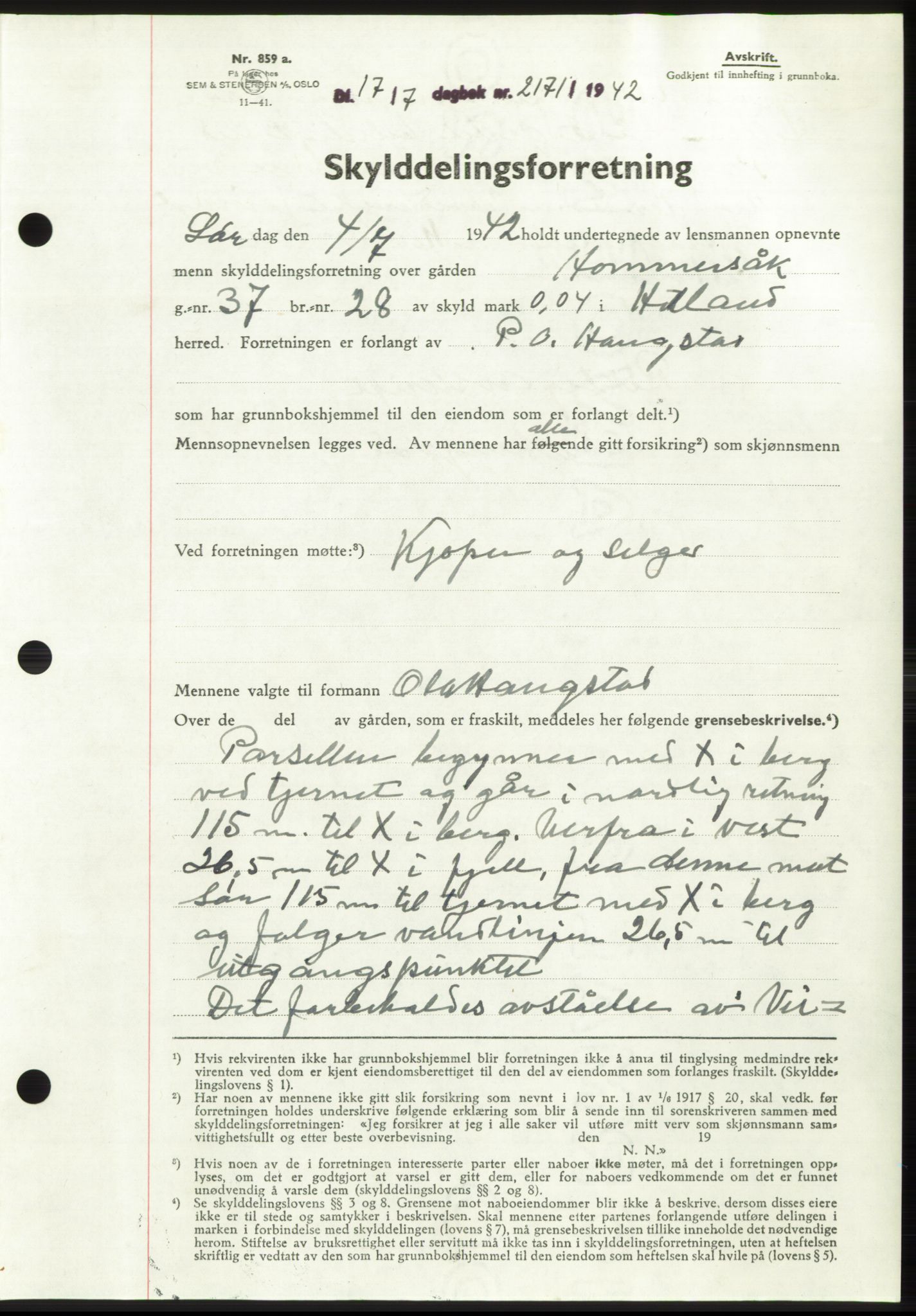 Jæren sorenskriveri, SAST/A-100310/03/G/Gba/L0083: Pantebok, 1942-1942, Dagboknr: 2171/1942