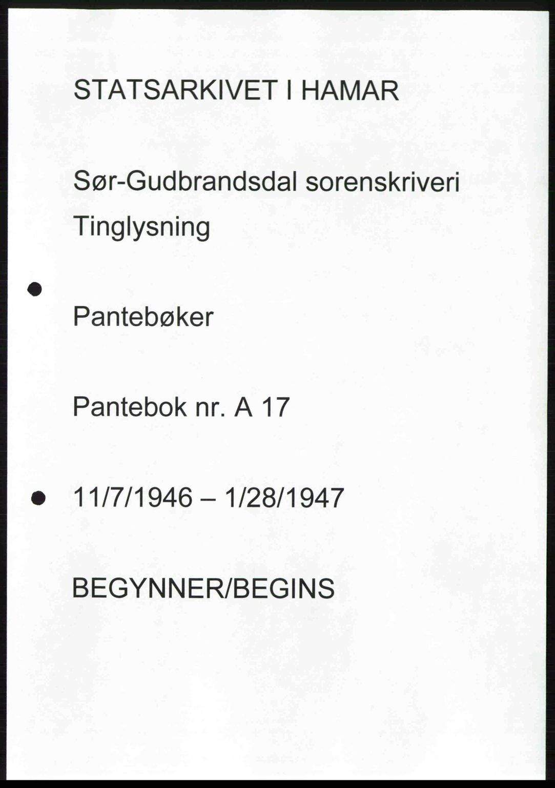 Sør-Gudbrandsdal tingrett, SAH/TING-004/H/Hb/Hbd/L0017: Pantebok nr. A17, 1946-1947