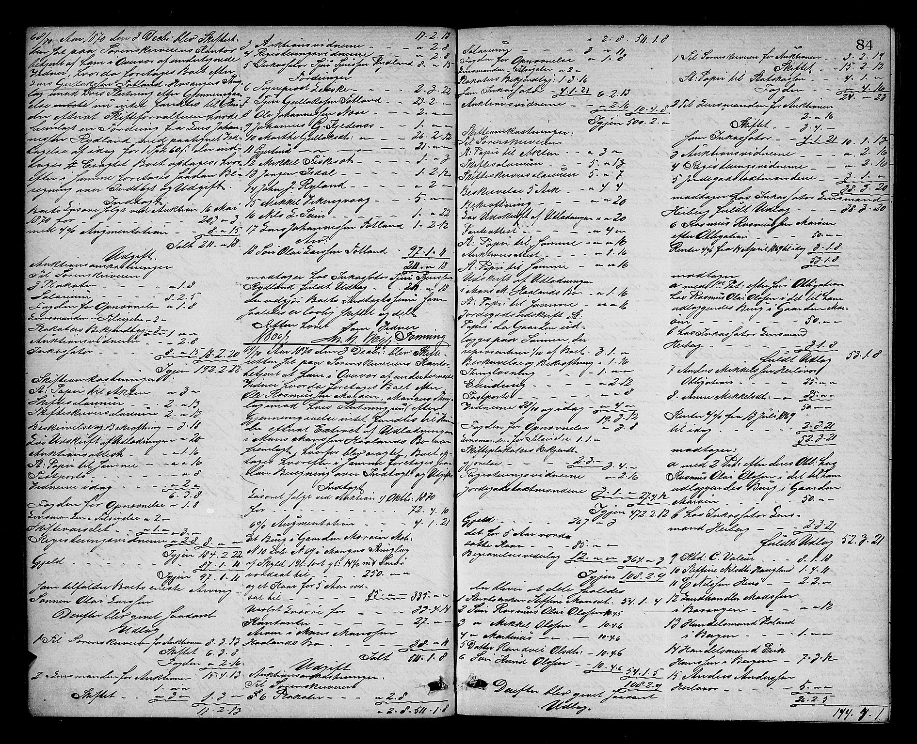 Nordhordland sorenskrivar, AV/SAB-A-2901/1/H/Hd/Hda/L0007: Skifteutlodningsprotokollar, 1869-1874, s. 83b-84a