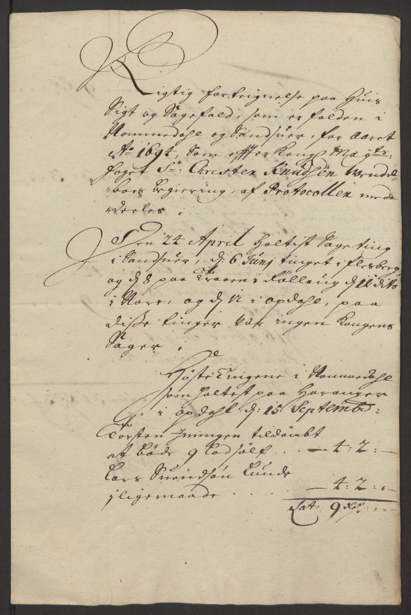 Rentekammeret inntil 1814, Reviderte regnskaper, Fogderegnskap, AV/RA-EA-4092/R24/L1575: Fogderegnskap Numedal og Sandsvær, 1692-1695, s. 211
