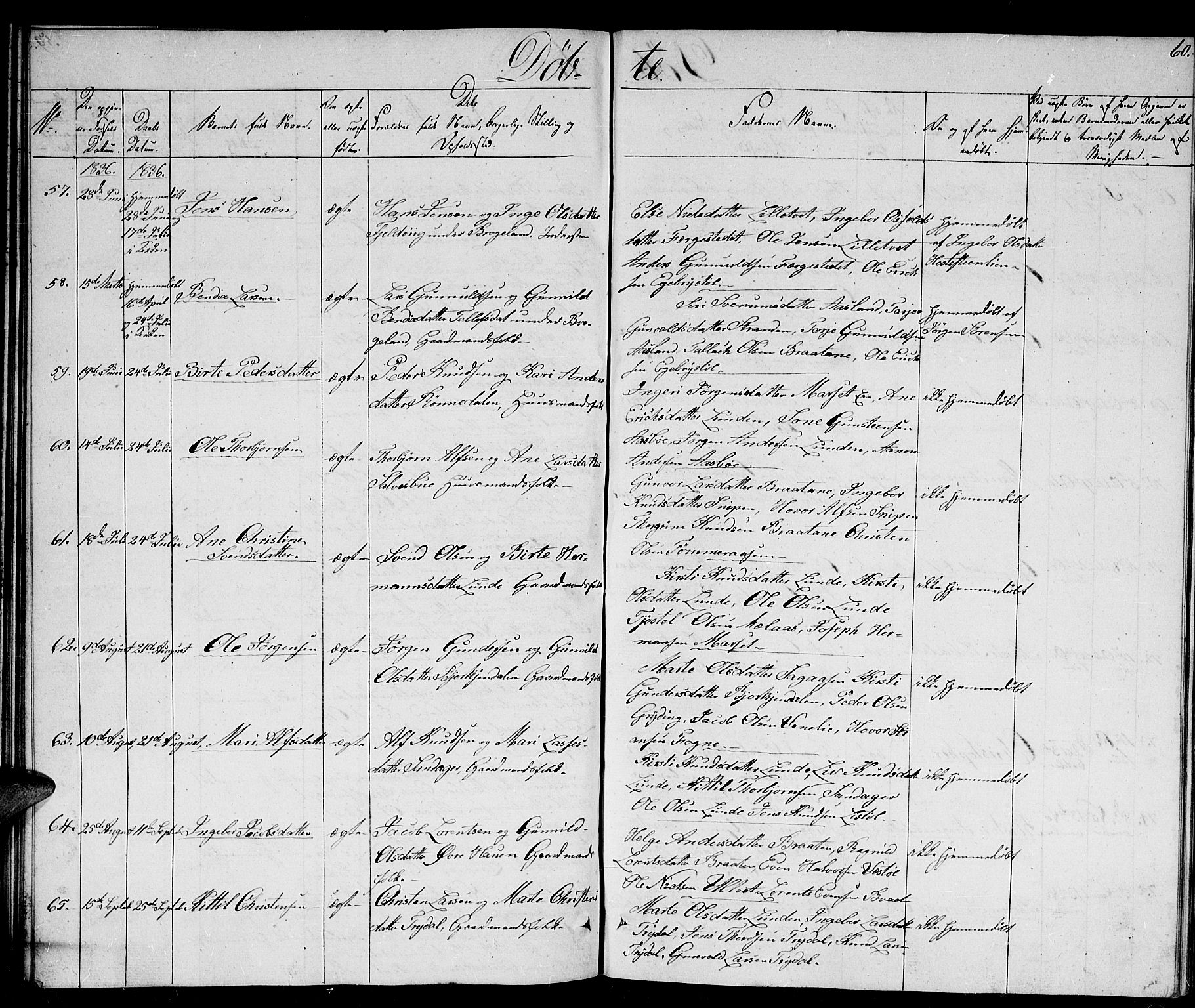 Gjerstad sokneprestkontor, AV/SAK-1111-0014/F/Fb/Fba/L0003: Klokkerbok nr. B 3, 1829-1844, s. 60
