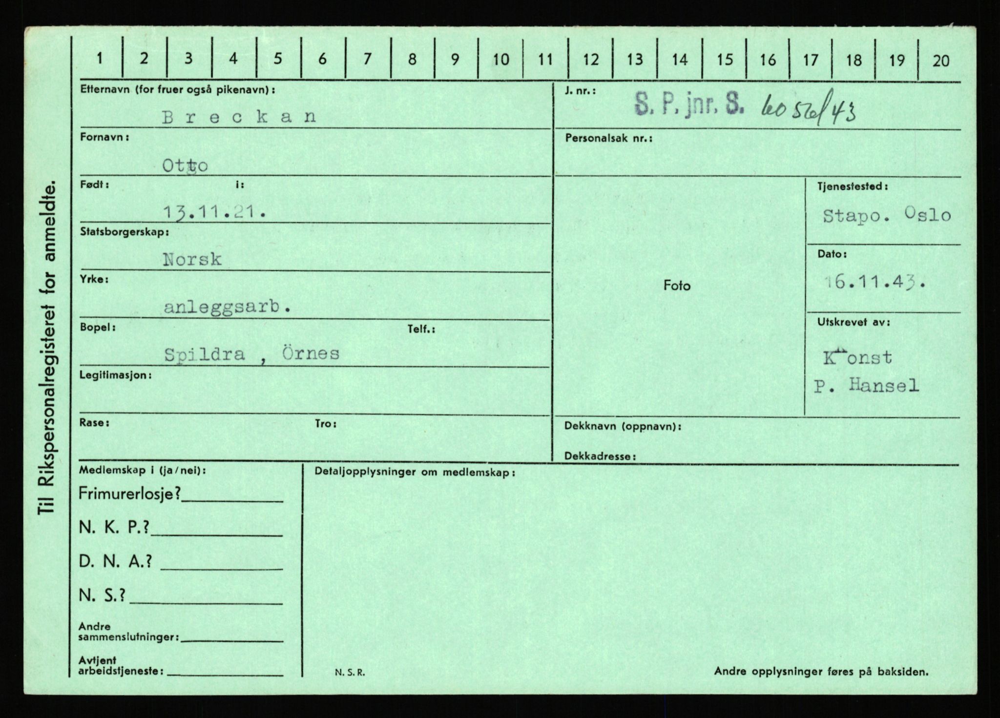 Statspolitiet - Hovedkontoret / Osloavdelingen, AV/RA-S-1329/C/Ca/L0003: Brechan - Eichinger	, 1943-1945, s. 6