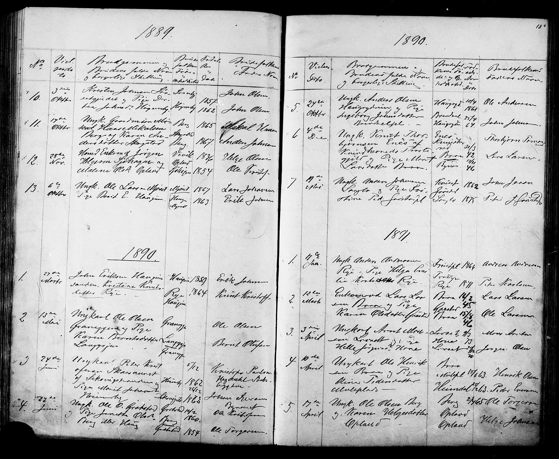 Ministerialprotokoller, klokkerbøker og fødselsregistre - Sør-Trøndelag, AV/SAT-A-1456/612/L0387: Klokkerbok nr. 612C03, 1874-1908, s. 182