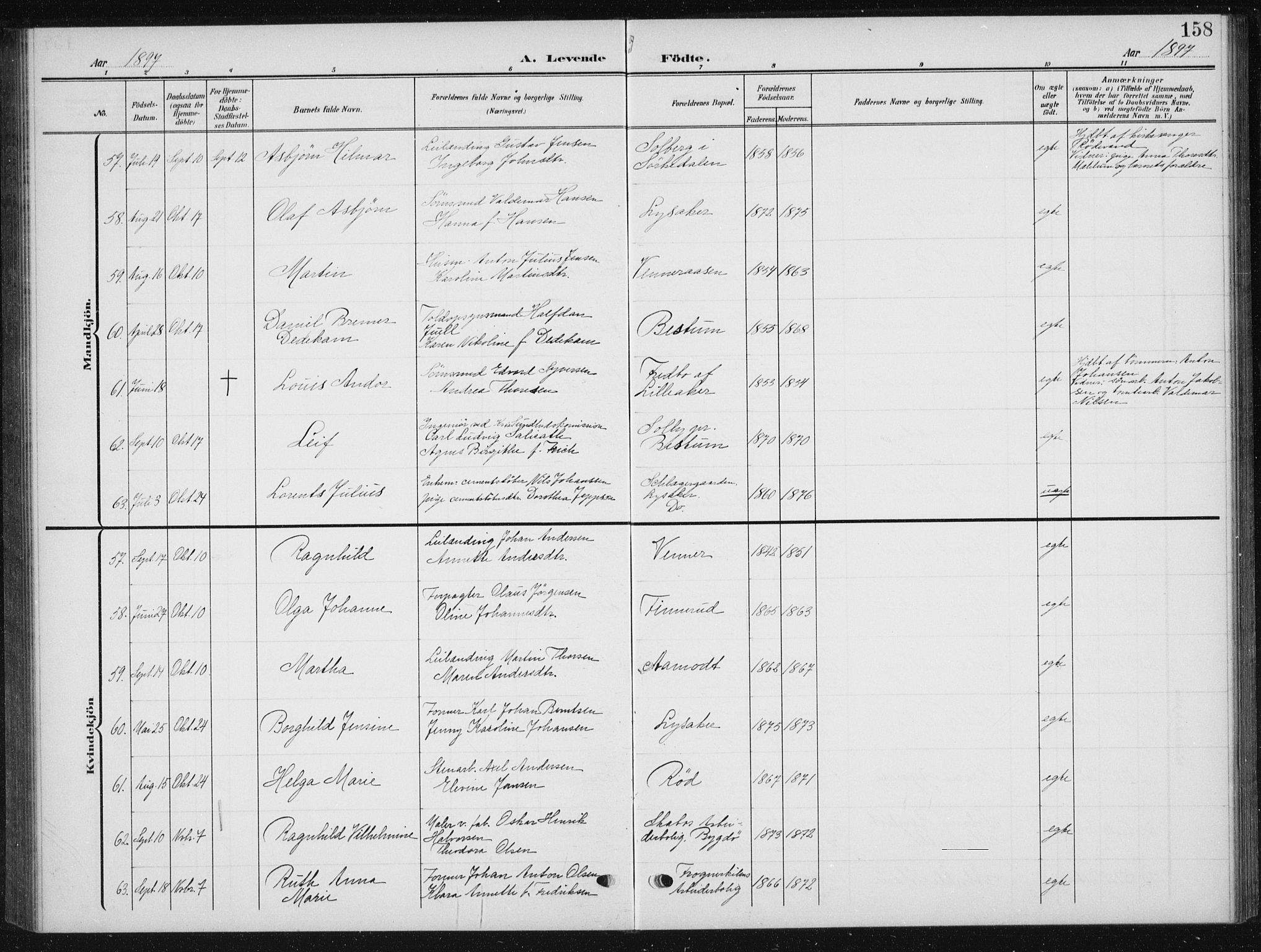 Vestre Aker prestekontor Kirkebøker, AV/SAO-A-10025/F/Fb/L0001: Ministerialbok nr. II 1, 1880-1906, s. 158