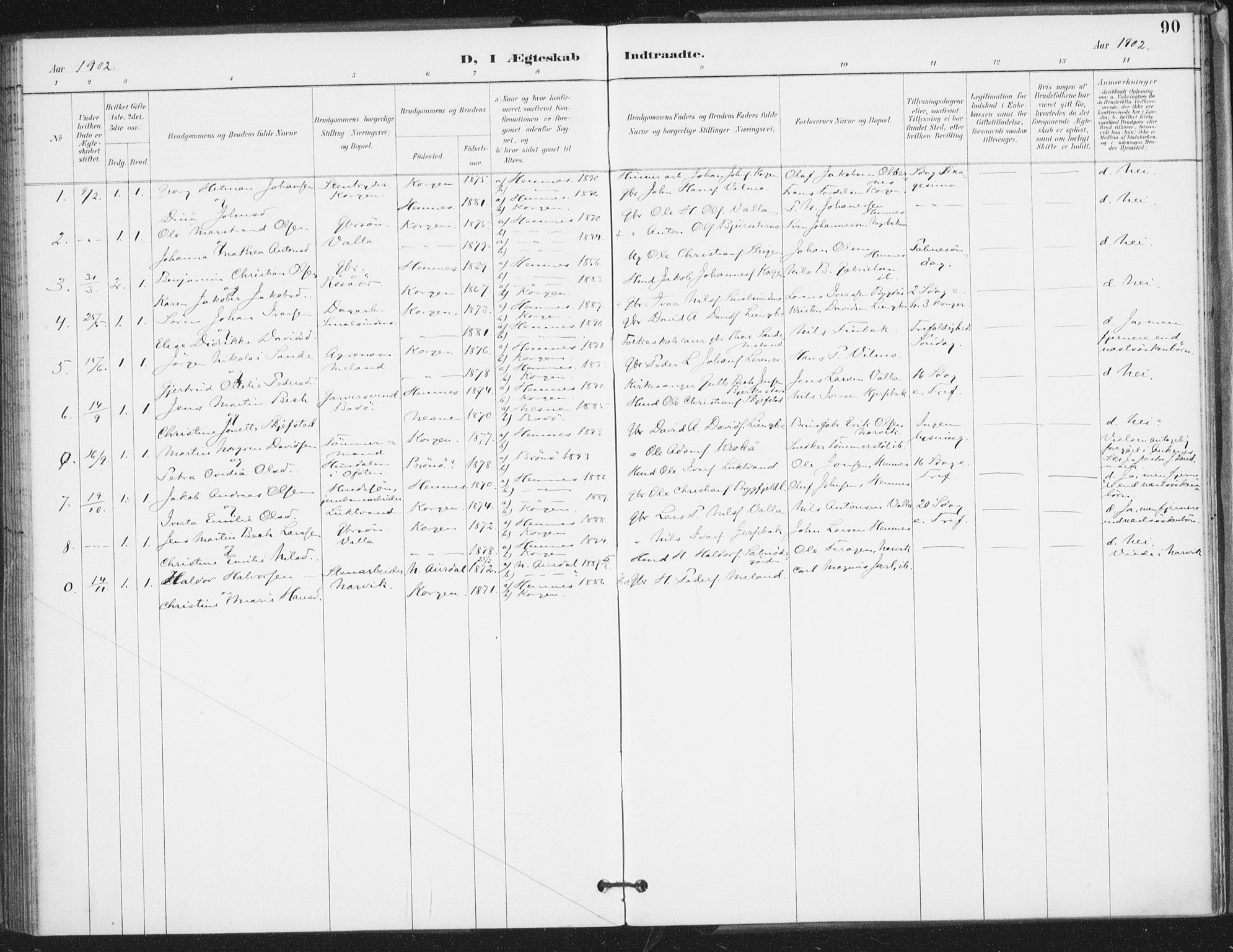 Ministerialprotokoller, klokkerbøker og fødselsregistre - Nordland, SAT/A-1459/826/L0380: Ministerialbok nr. 826A03, 1891-1911, s. 90