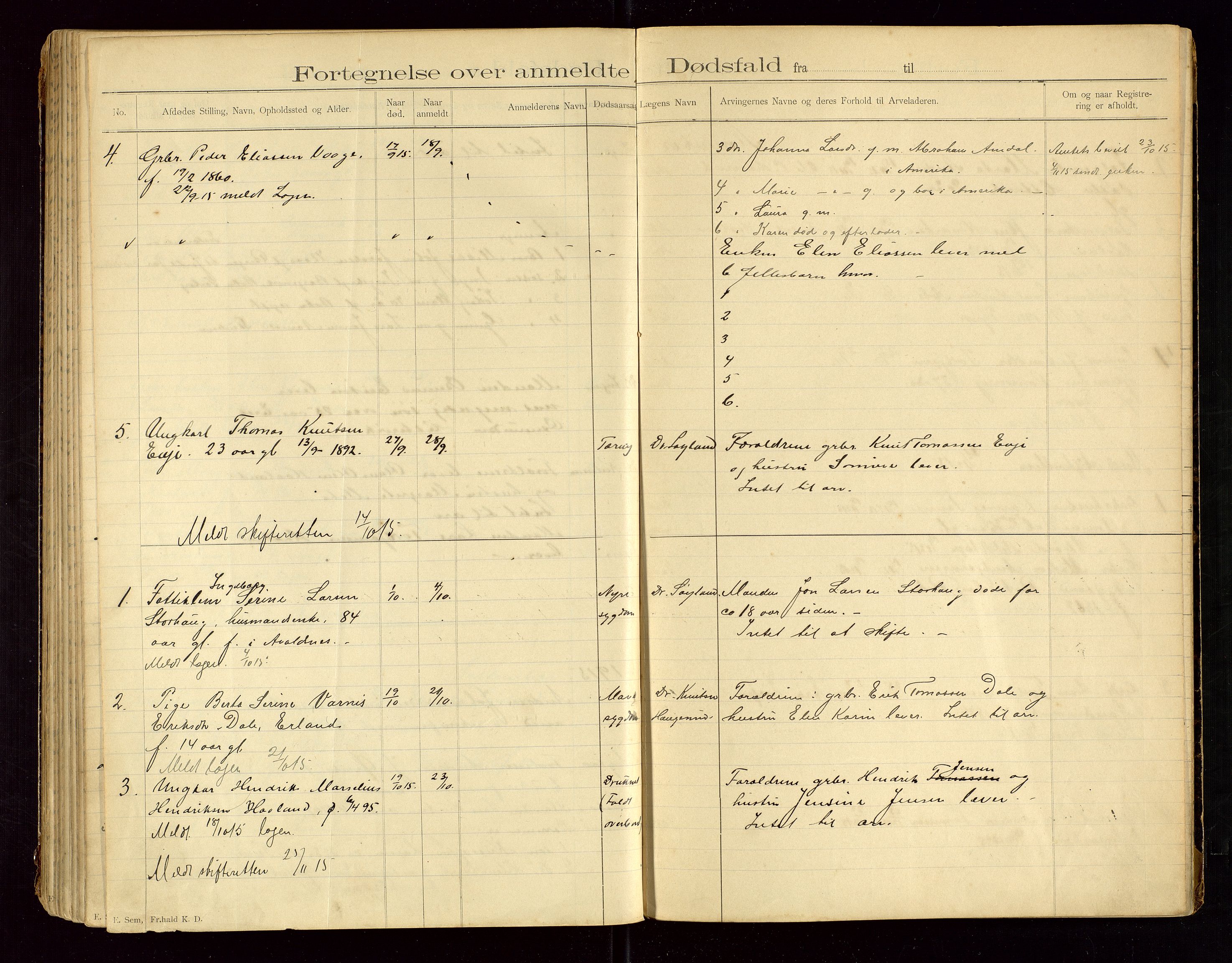 Tysvær lensmannskontor, AV/SAST-A-100192/Gga/L0002: "Dødsfalds-Protokol for Lensmanden i Tysvær Lensmandsdistrikt", 1897-1916