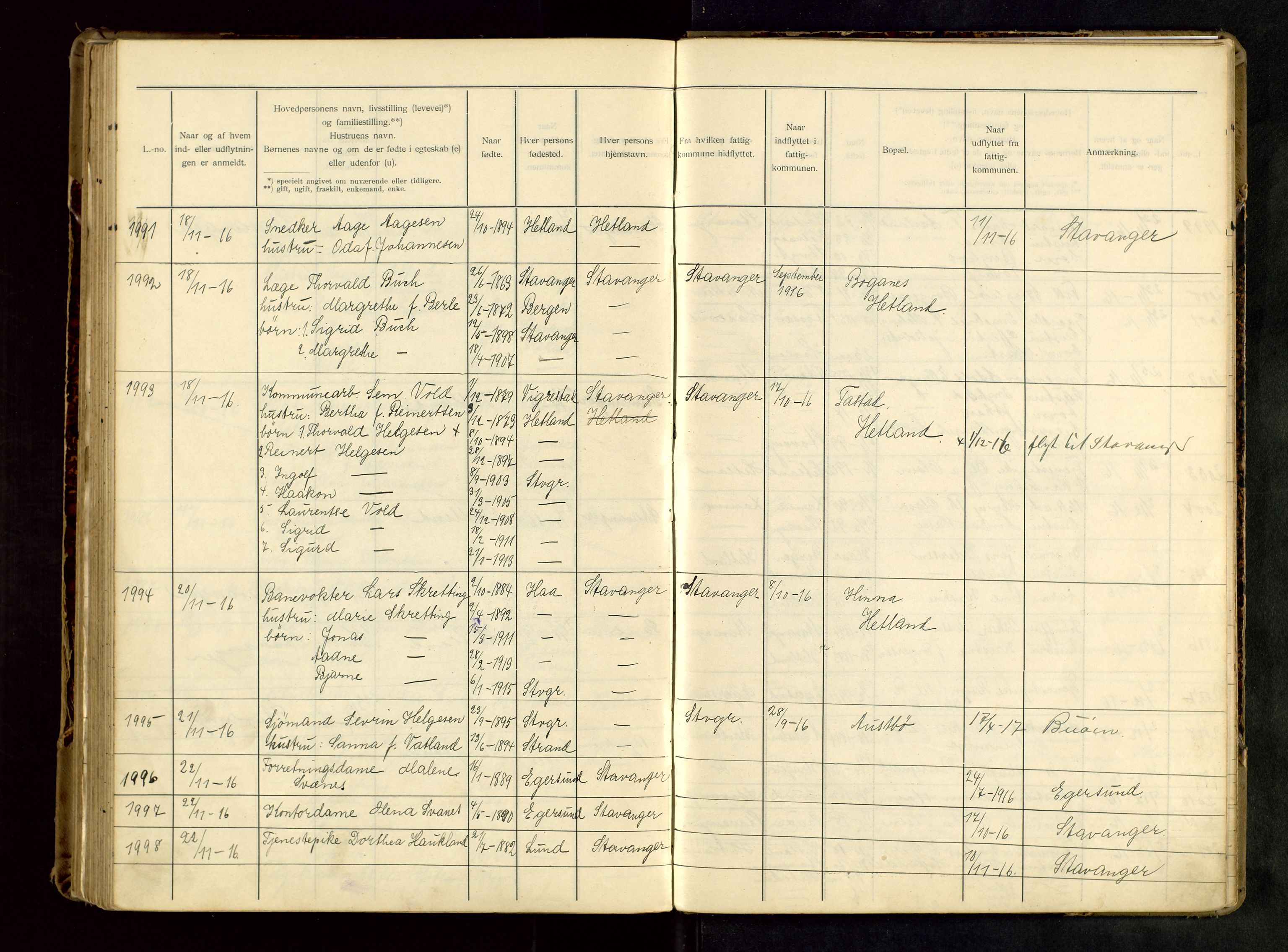 Hetland lensmannskontor, AV/SAST-A-100101/Gwa/L0001: Flytteprotokoll (er delt i to: 1a og 1b), 1901-1918, s. 180