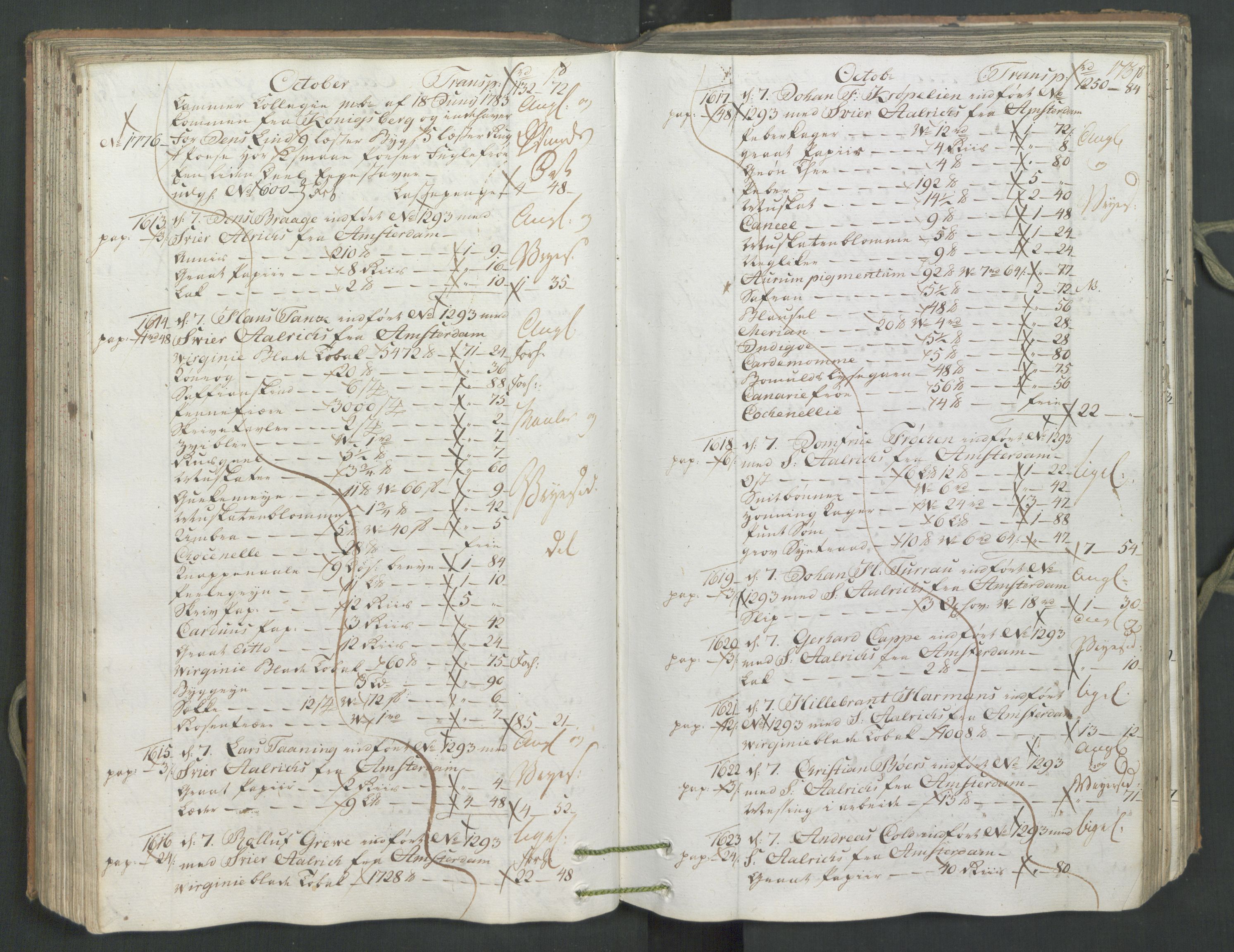 Generaltollkammeret, tollregnskaper, AV/RA-EA-5490/R26/L0222/0001: Tollregnskaper Bergen A / Inngående hovedtollbok, 1786, s. 172b-173a