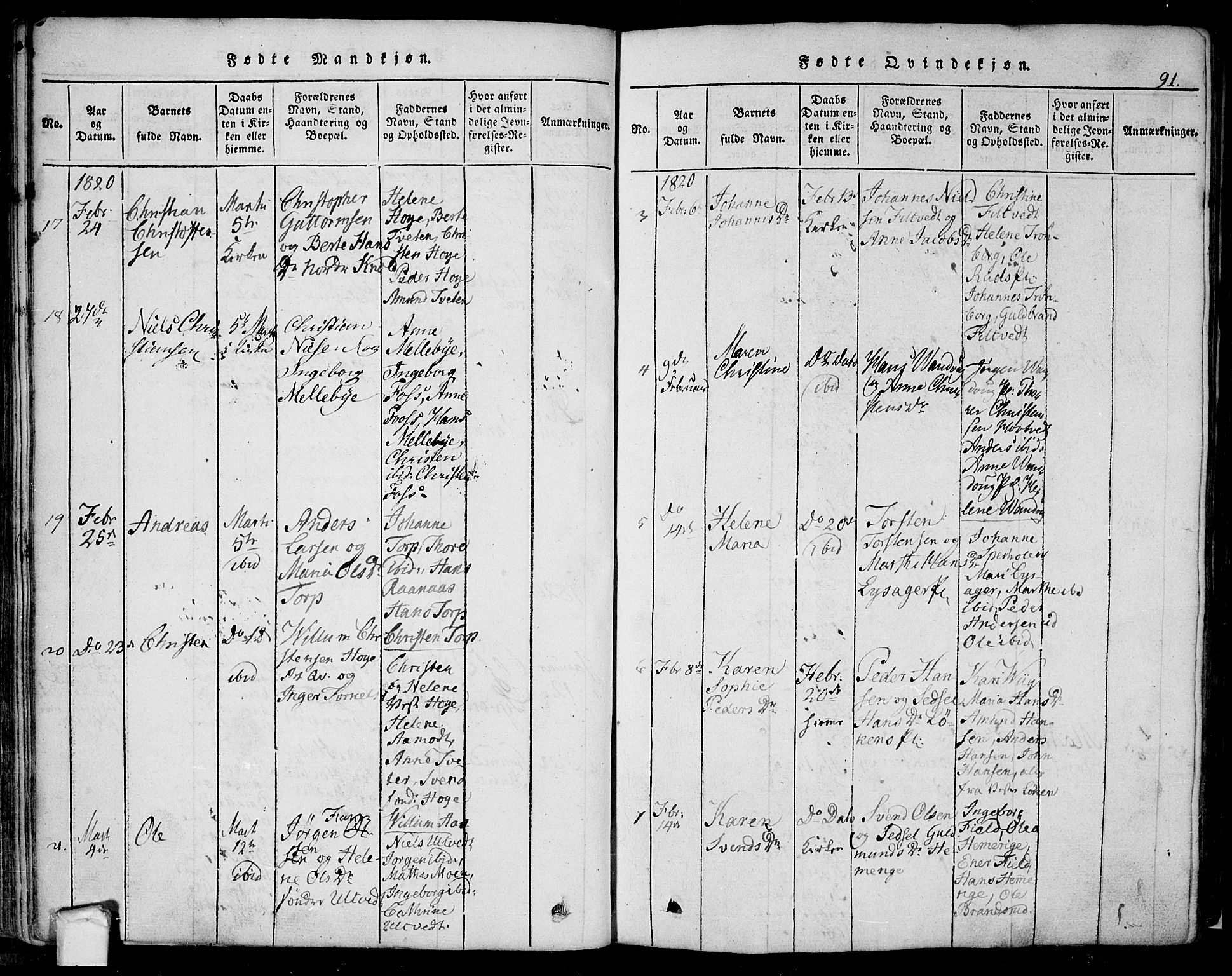 Eidsberg prestekontor Kirkebøker, AV/SAO-A-10905/F/Fa/L0007: Ministerialbok nr. I 7, 1814-1832, s. 91