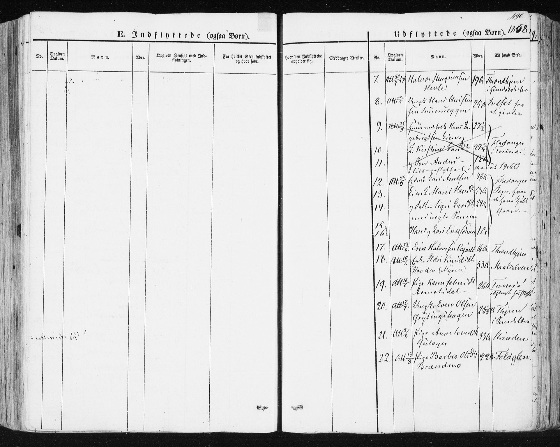 Ministerialprotokoller, klokkerbøker og fødselsregistre - Sør-Trøndelag, SAT/A-1456/678/L0899: Ministerialbok nr. 678A08, 1848-1872, s. 490
